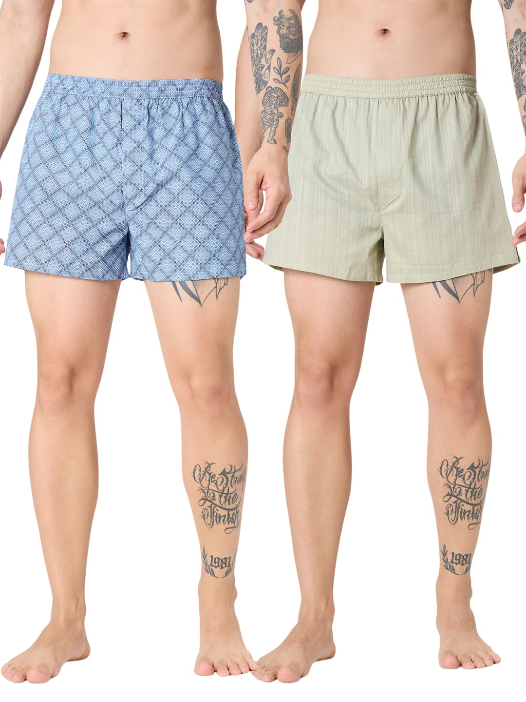 Sky Loop Micro Print & Laurel Green Jacquard Boxers MB7680A-image-1