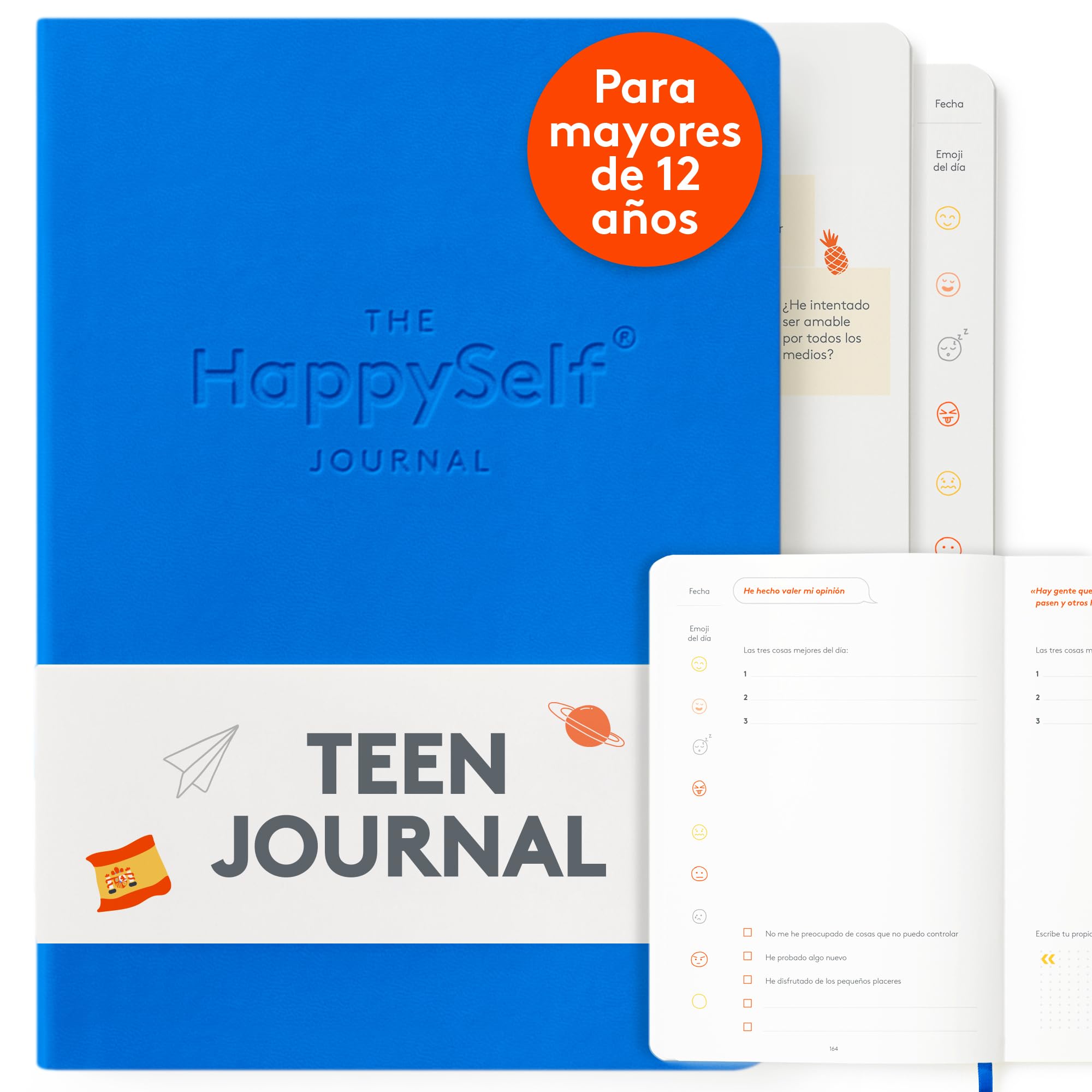HappySelf The Teen Journal - Un diario para niños mayores de 12 años que fomenta la felicidad y la atención plena, desarrolla hábitos positivos y reduce la ansiedad [Edición español]
