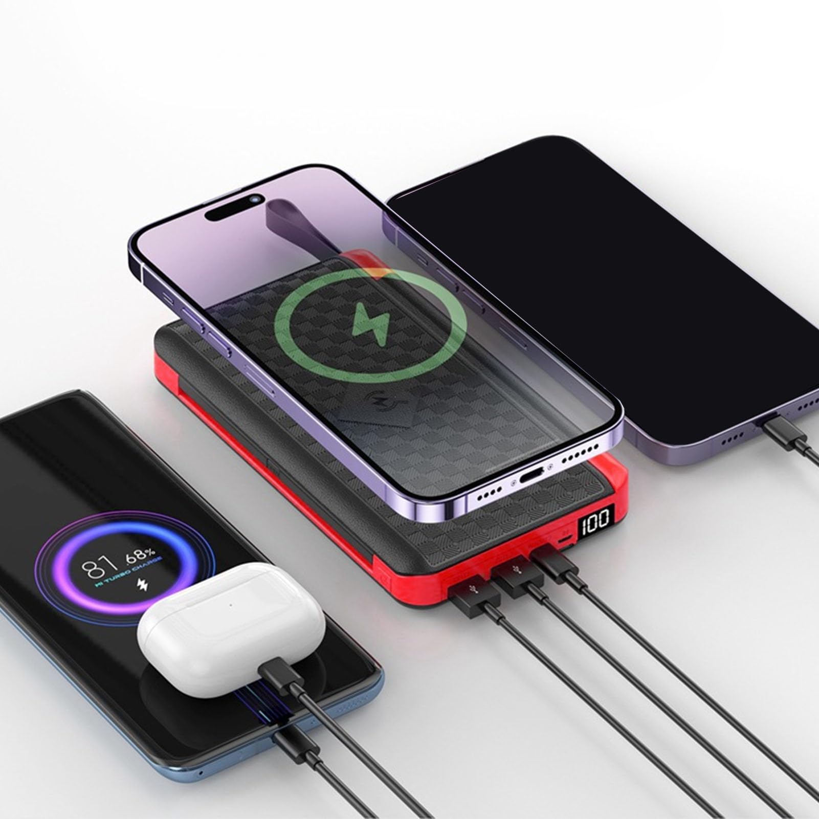 Asixxsix Solar Power Bank, 10000mAh PD USB C Ricarica Rapida 3 Pannelli Solari Pieghevoli Caricatore Solare, Caricatore Portatile con Luce di Emergenza a LED per la Preparazione Alle Emergenze in