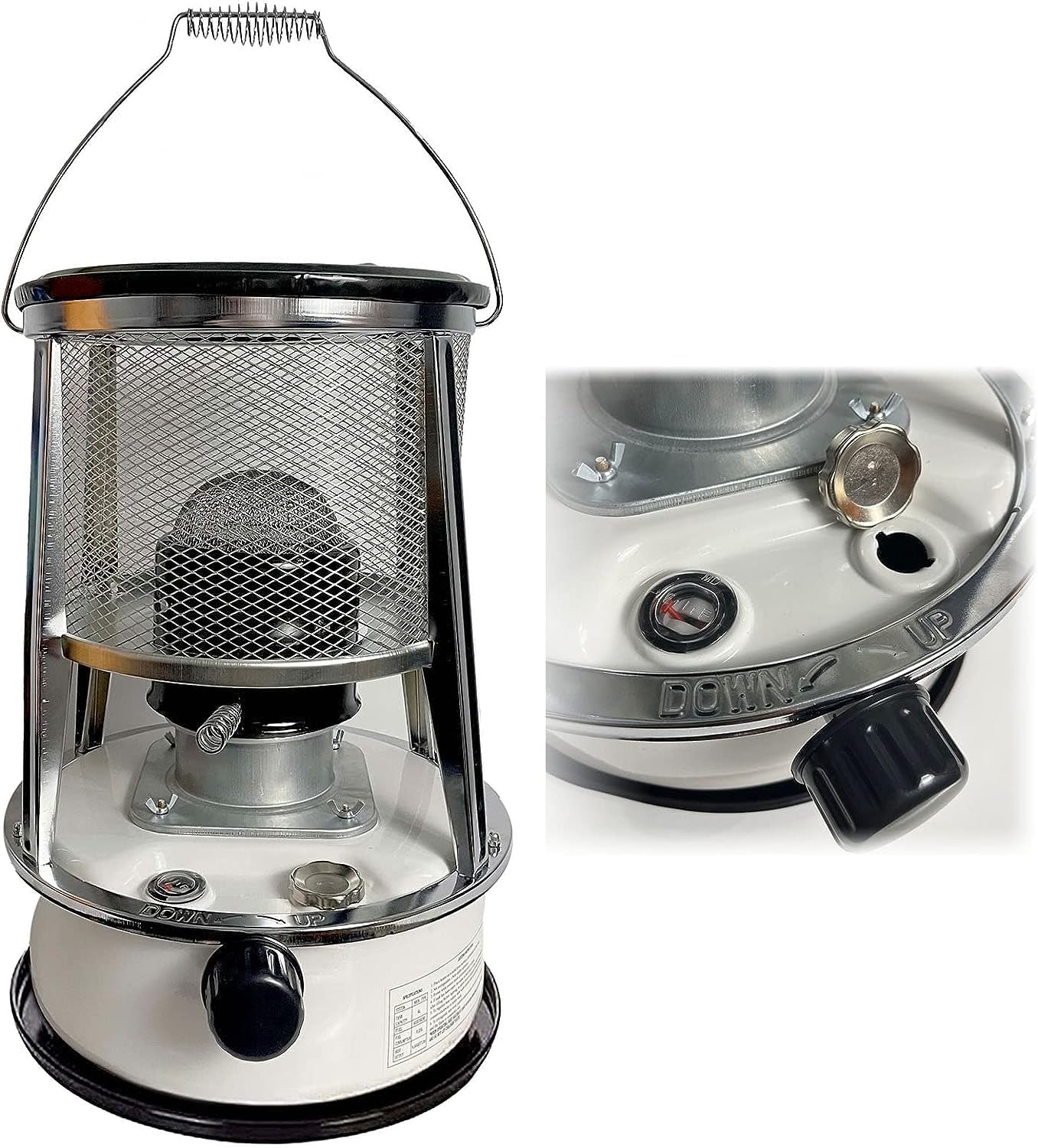 Raumheizungen Kerosinofen-Raumheizung, tragbarer Campingkocher-Brenner mit Tasche und Dochten, 6 l/4,6 l Ölheizungen for den Außenbereich, Edelstahlgewebe (Size : White6L)