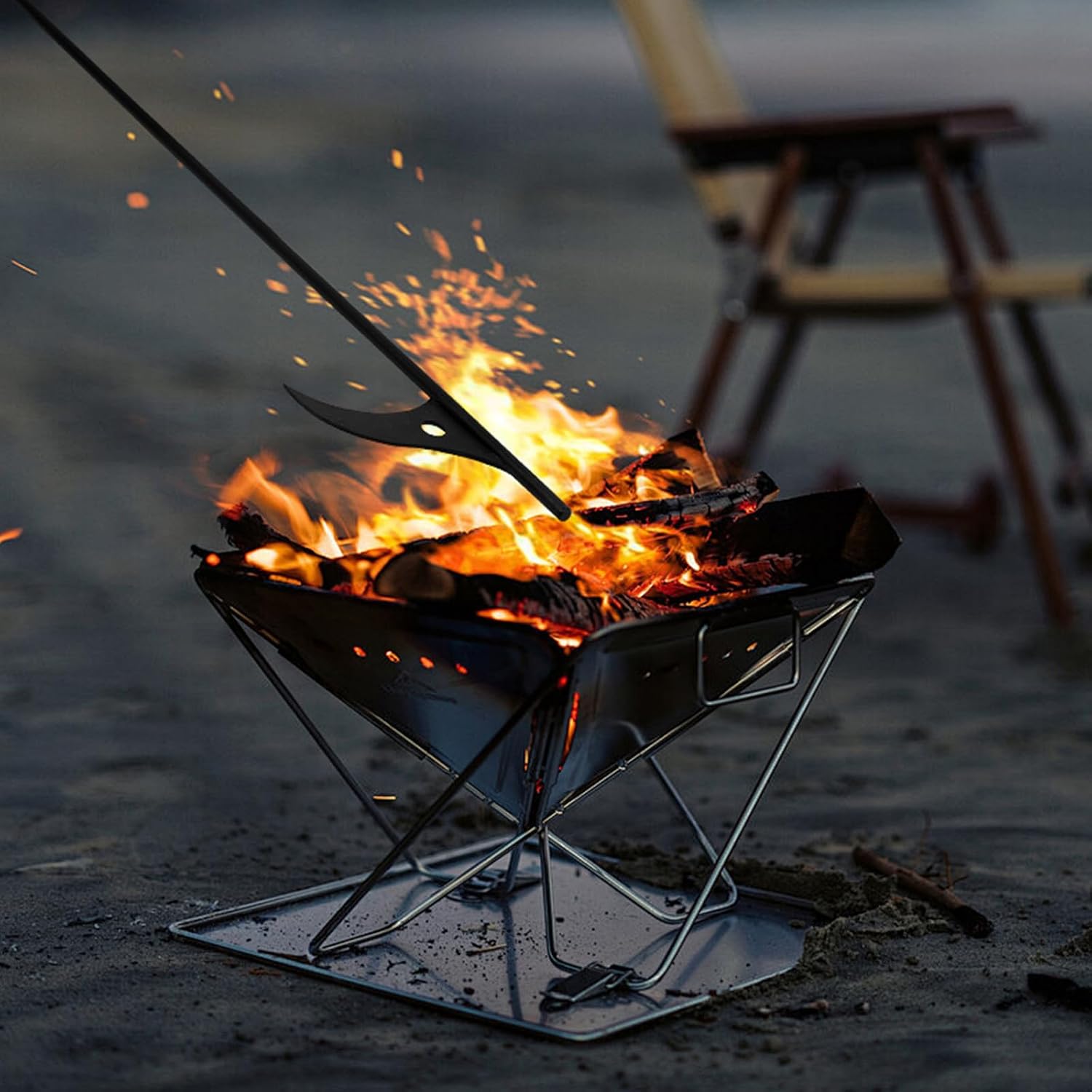 Steel Fire Poker for Fireplace and Fire Pit, Handy Outdoor Tool