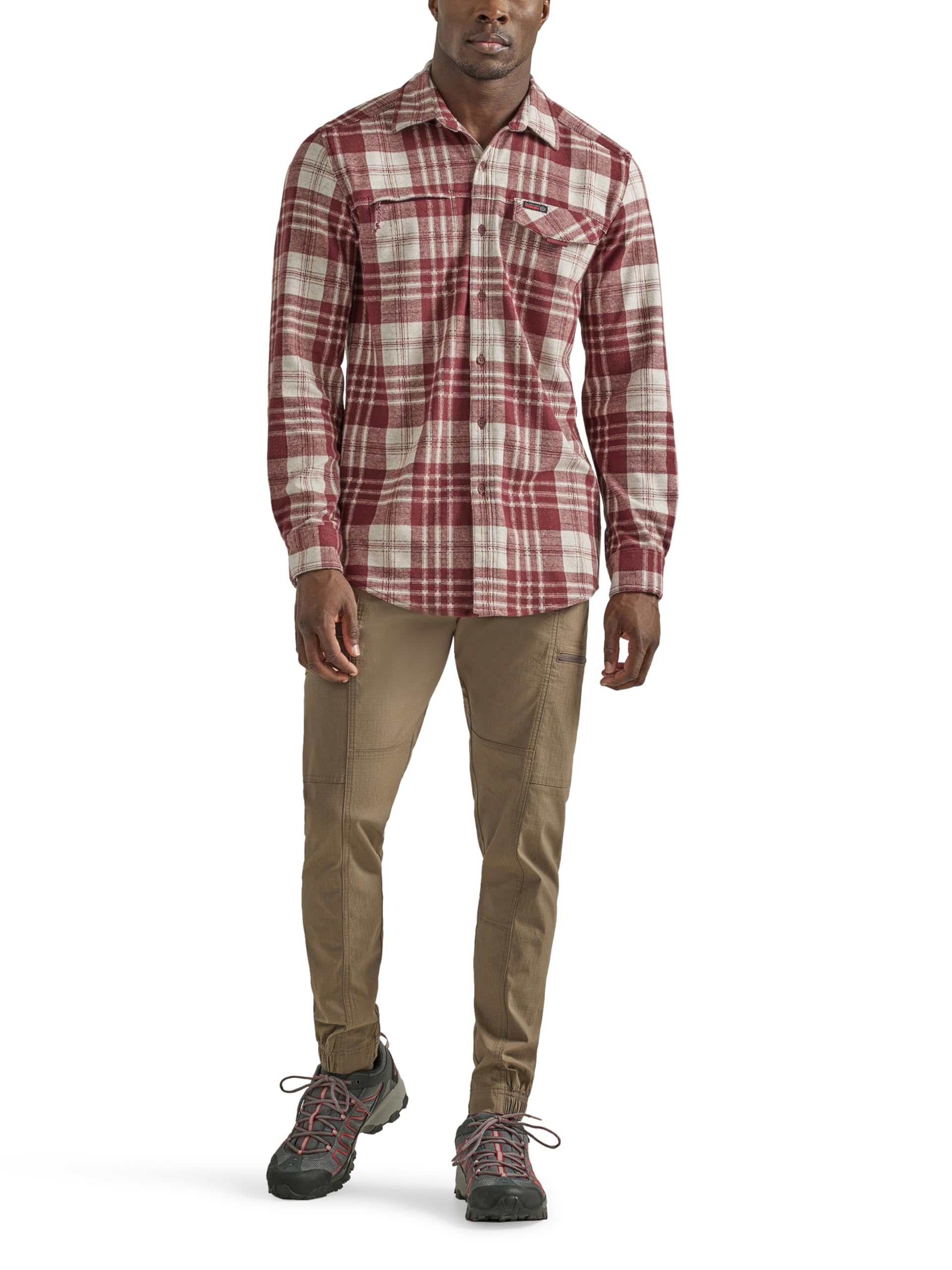 ATG Men's Campsite Button-Down Plaid Shirt, Mahogany, Medium