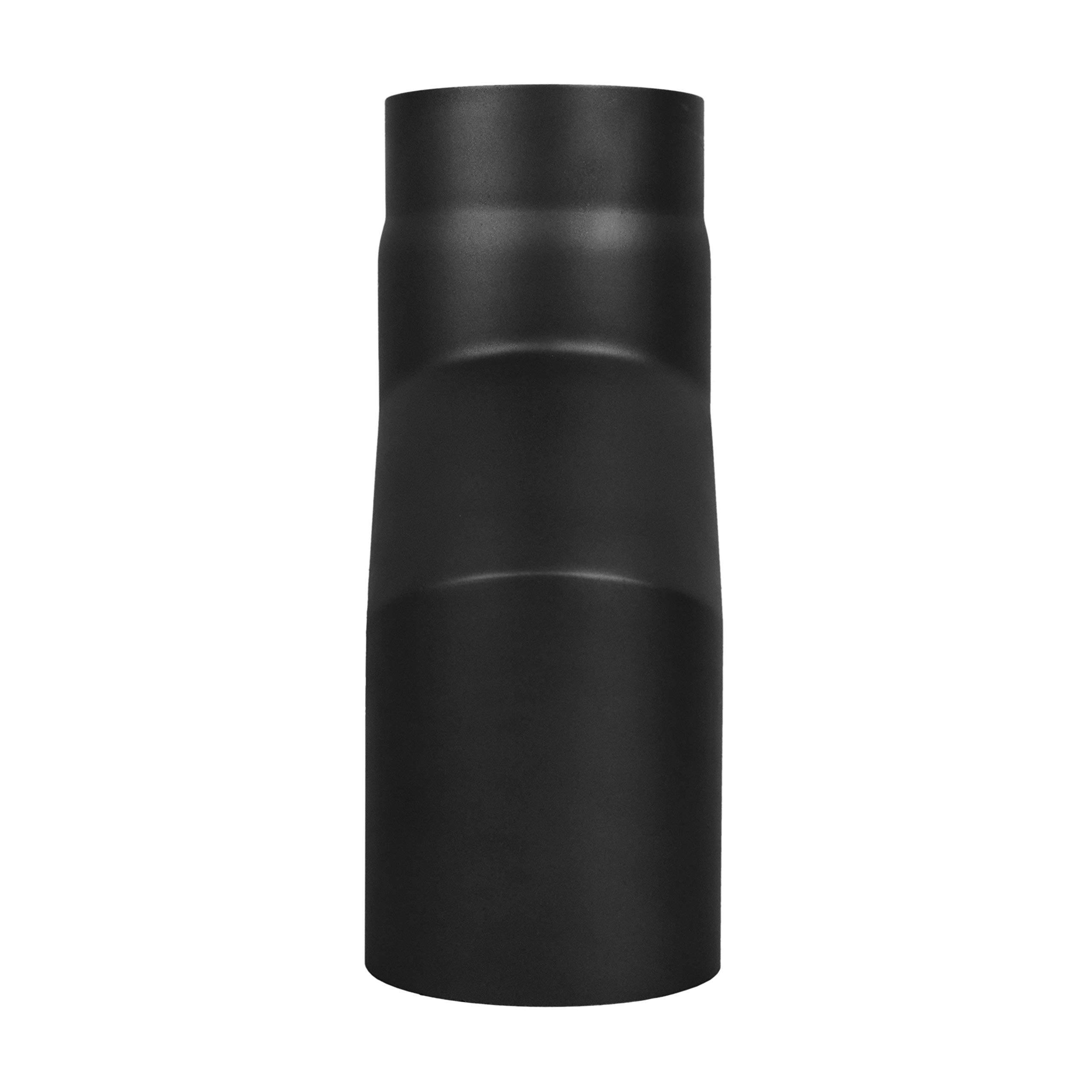 LANZZAS Rauchrohr Versatzbogen mit 80 mm Versatz - im Durchmesser Ø 150 mm - Farbe: schwarz - Ofenrohr Doppelbogen Etagenbogen