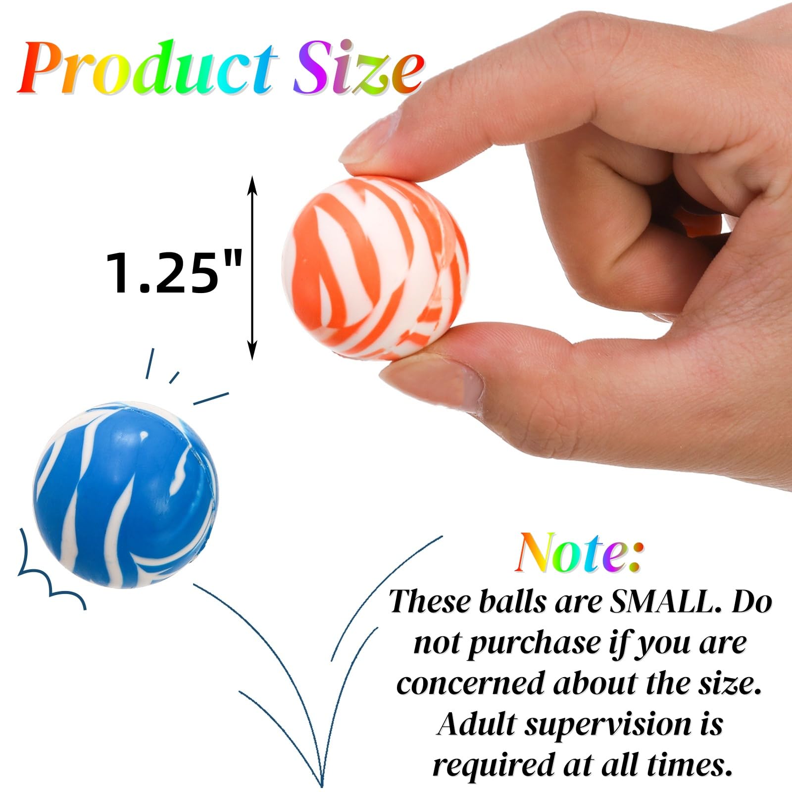 Paquete de 100 bolas coloridas pequeñas y rebotantes, bolas de rebote de goma surtidas de 1.260 in, bolas de rebote alto con patrón mixto a granel, recuerdos de fiesta para niños, regalo de 2