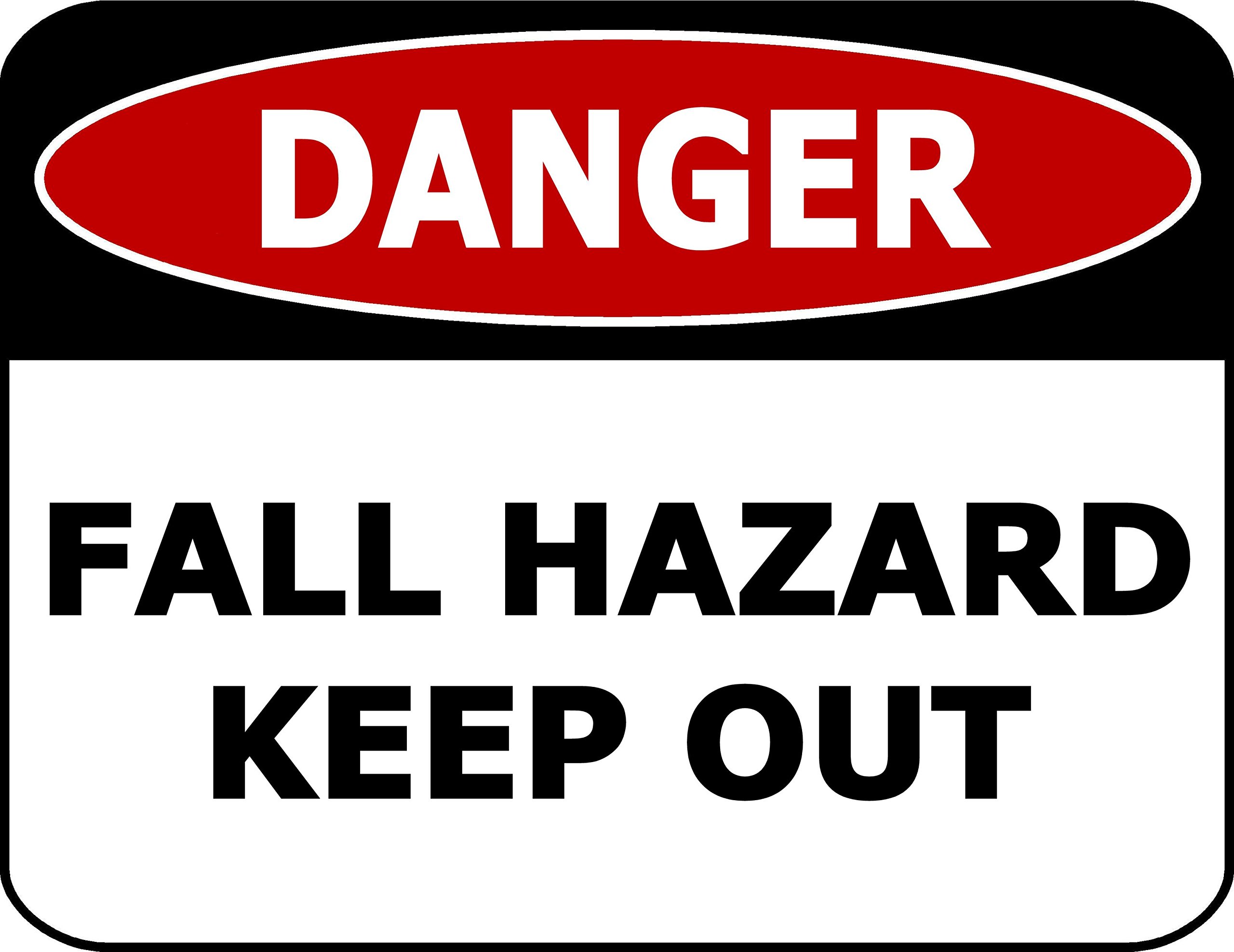 Aluminum Height Fall Hazard Restriction Sign, Falling Danger Keep Out Yard Indoor Outdoor Wall Decor, 12x8 Inches