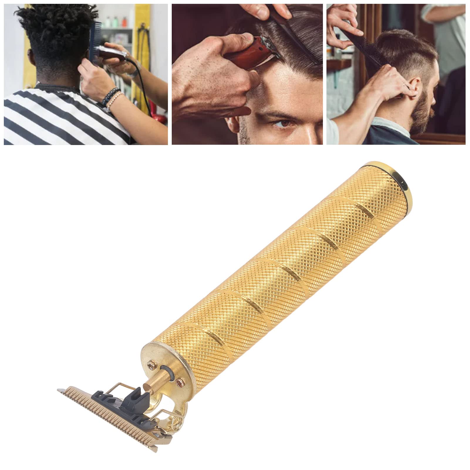 RiToEasysports Hair Shaver, High Rotation Speed Strong Power Home Haircutting Cordless Clipper Non-Slip Hair Clipper for Travel (Thread Gold)