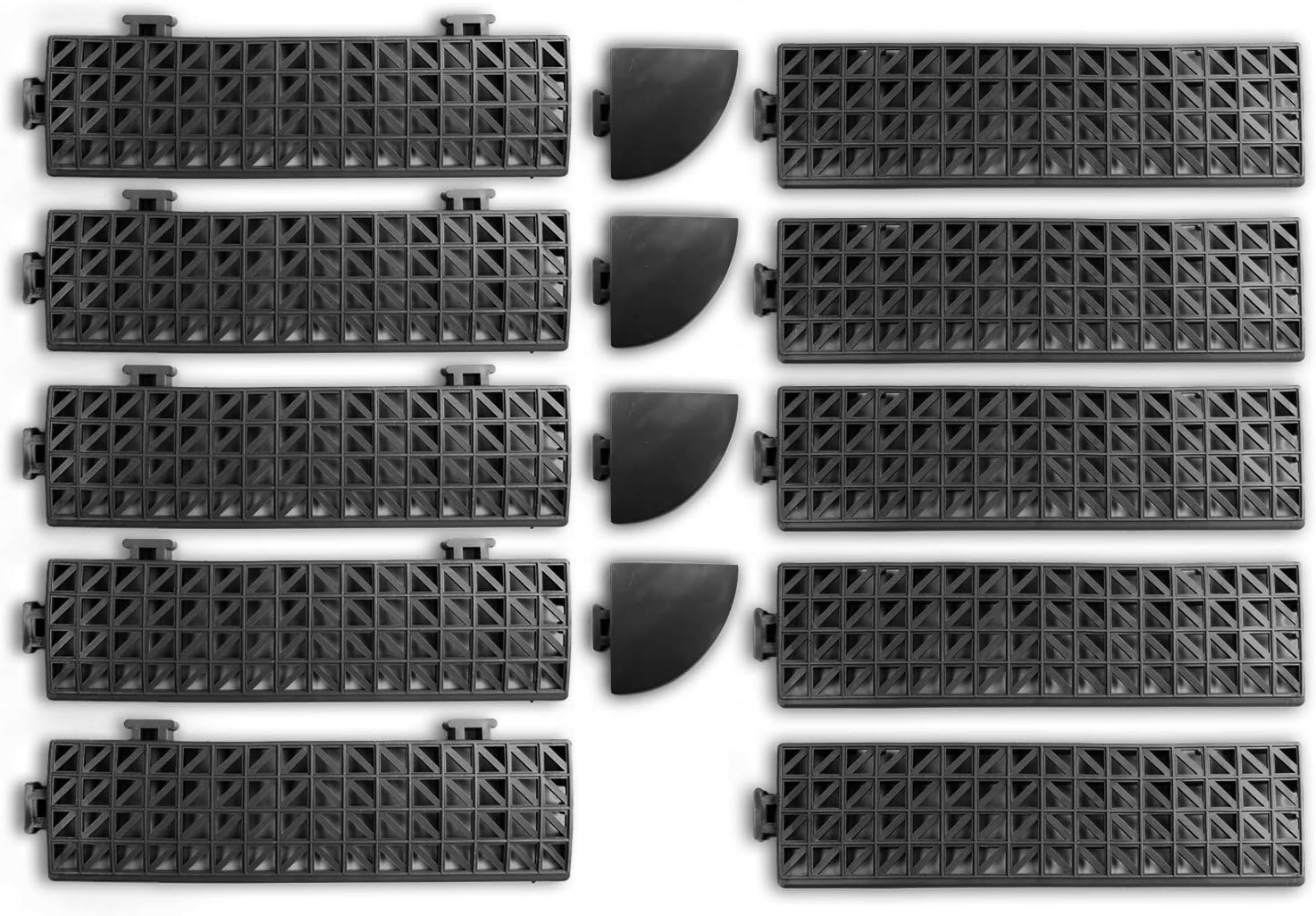 VinTek Beveled Edge and Corner Pieces to fit ONLY VinTek VinTile Modular Interlocking Cushion Floor Tiles (10 Edges + 4 Corners, Black)