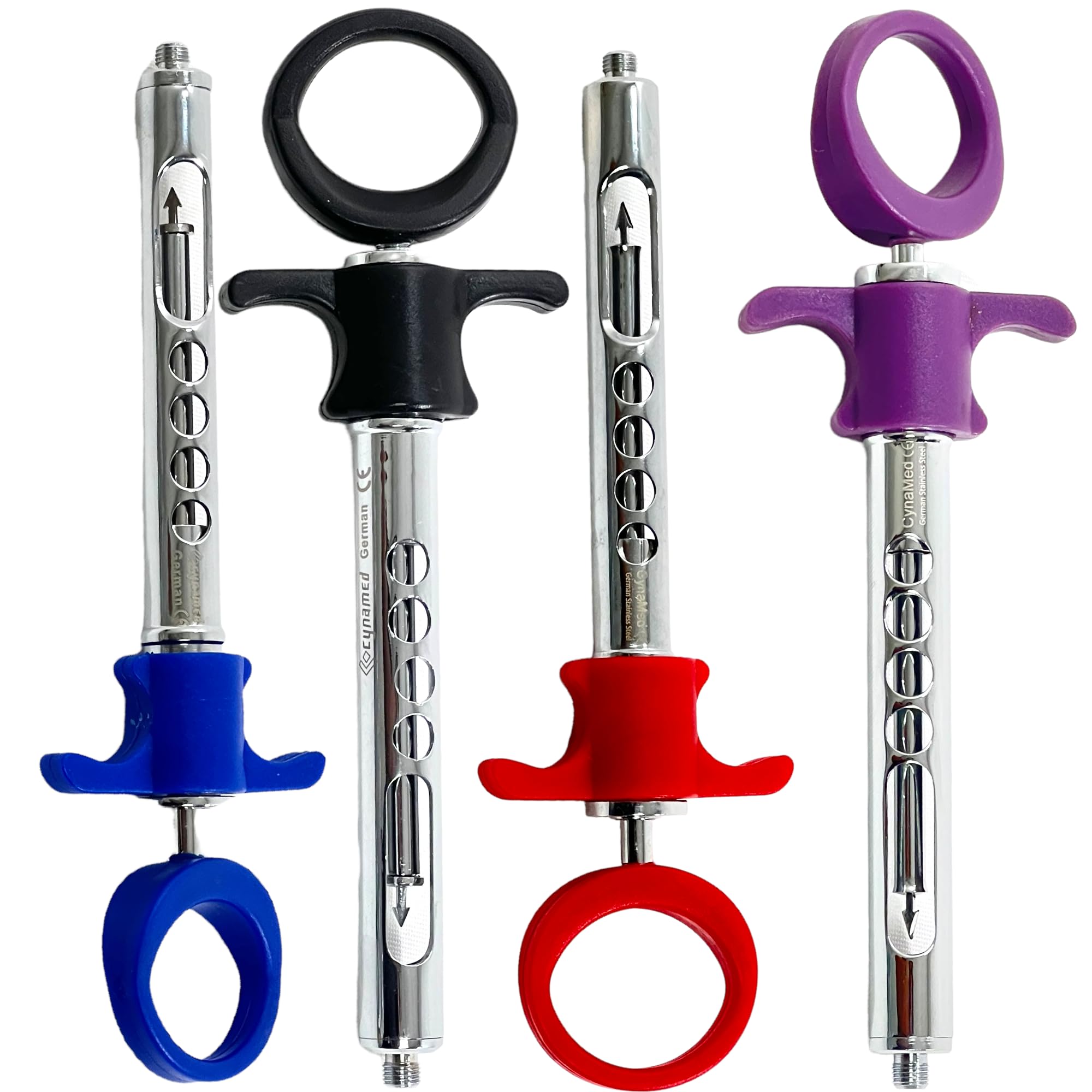 Set of 4 - Dental Anesthetic Syringe 1.8mL Self-Aspirating with Arrow Rod Plunger and Plastic Handle Ring | Premium Lightweight German Stainless Steel Dental Instruments