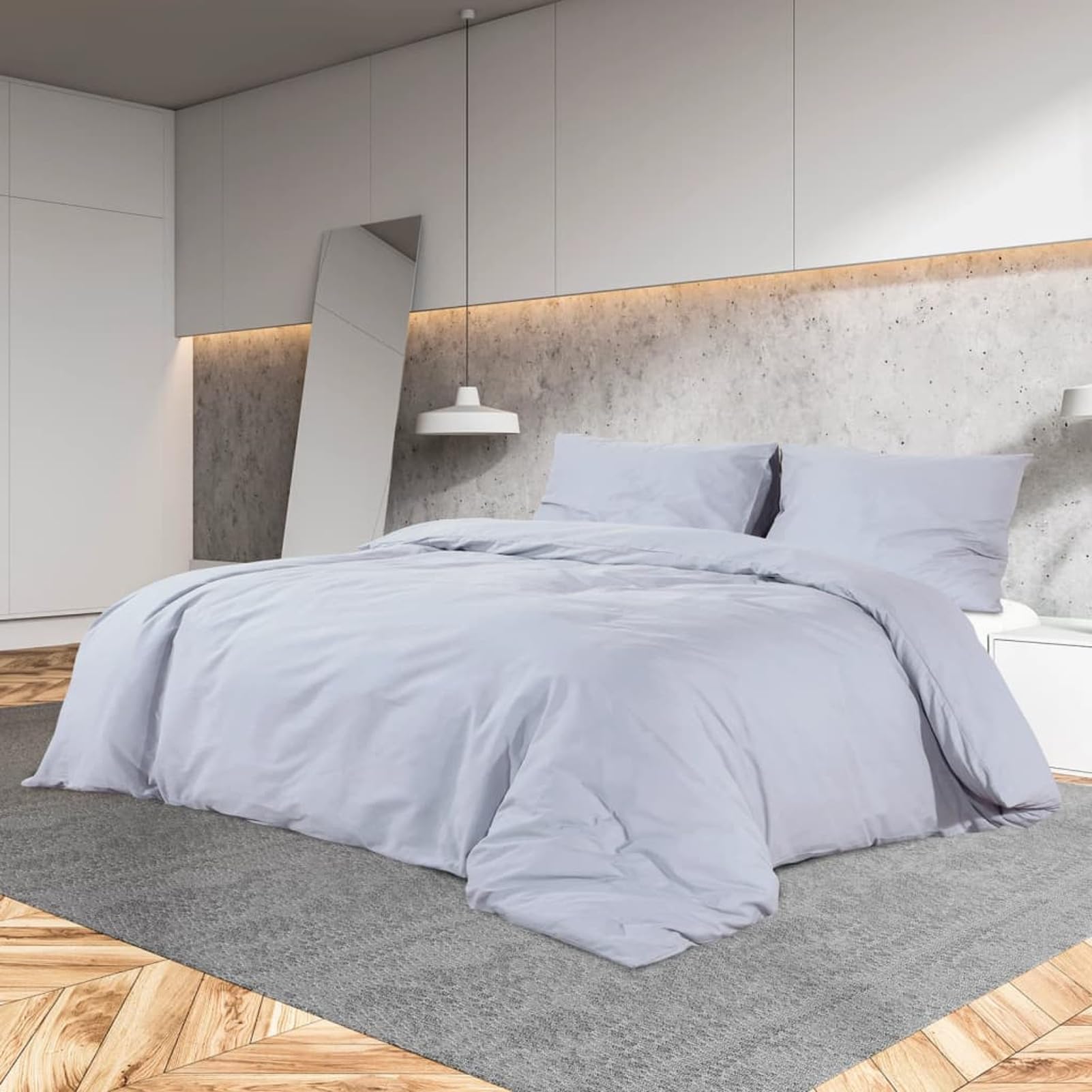 Parure de lit en coton gris Homgoday 140 x 200 cm pour lit une place