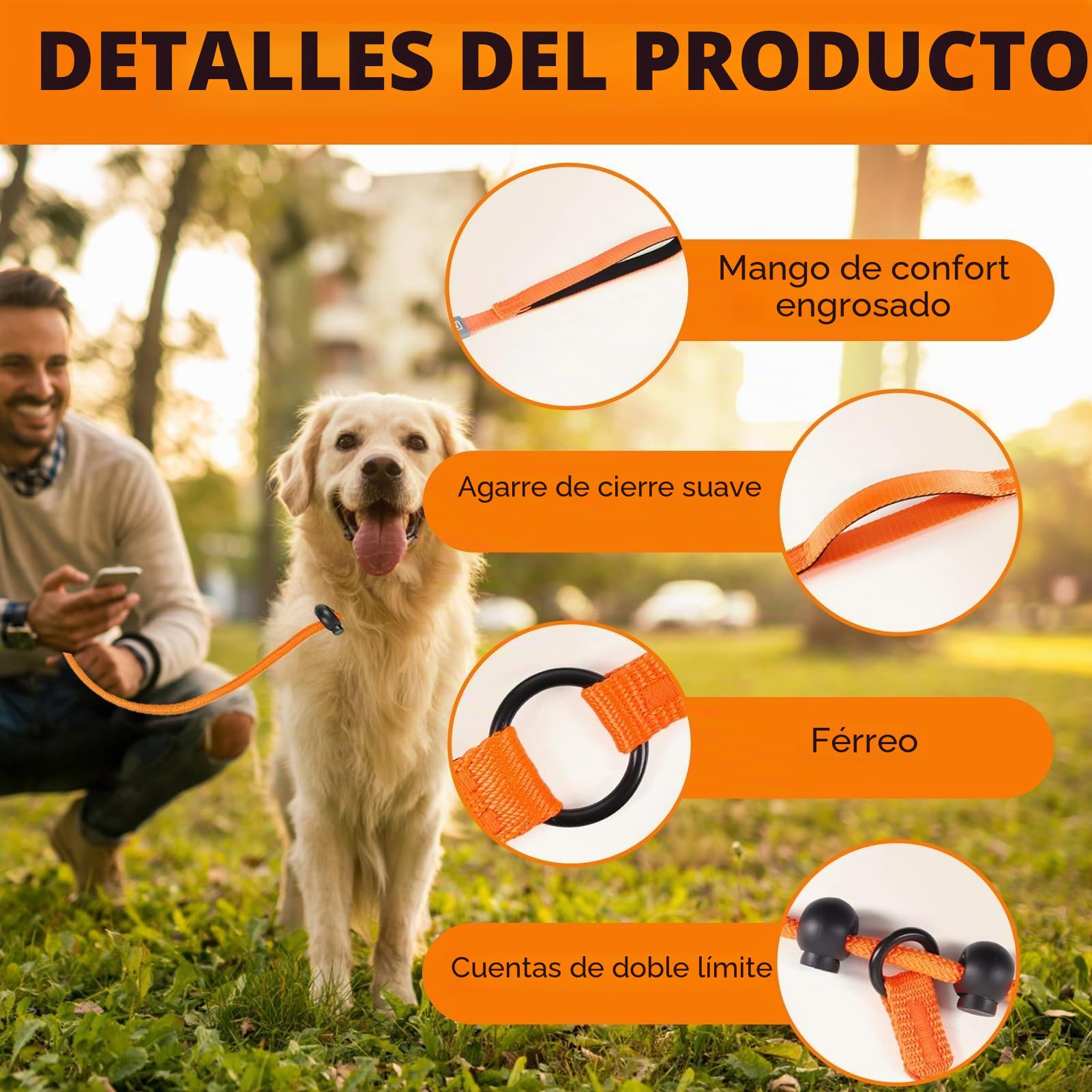Collar Corredizo para Perros Correa con Mango Cómodo Collar Ajustable Correa Delgada para Perro Fuerte Resistente Anti-Tirones Anti-Asfixia Cuerda de Entrenamiento de Nailon para Exterior Cachorro