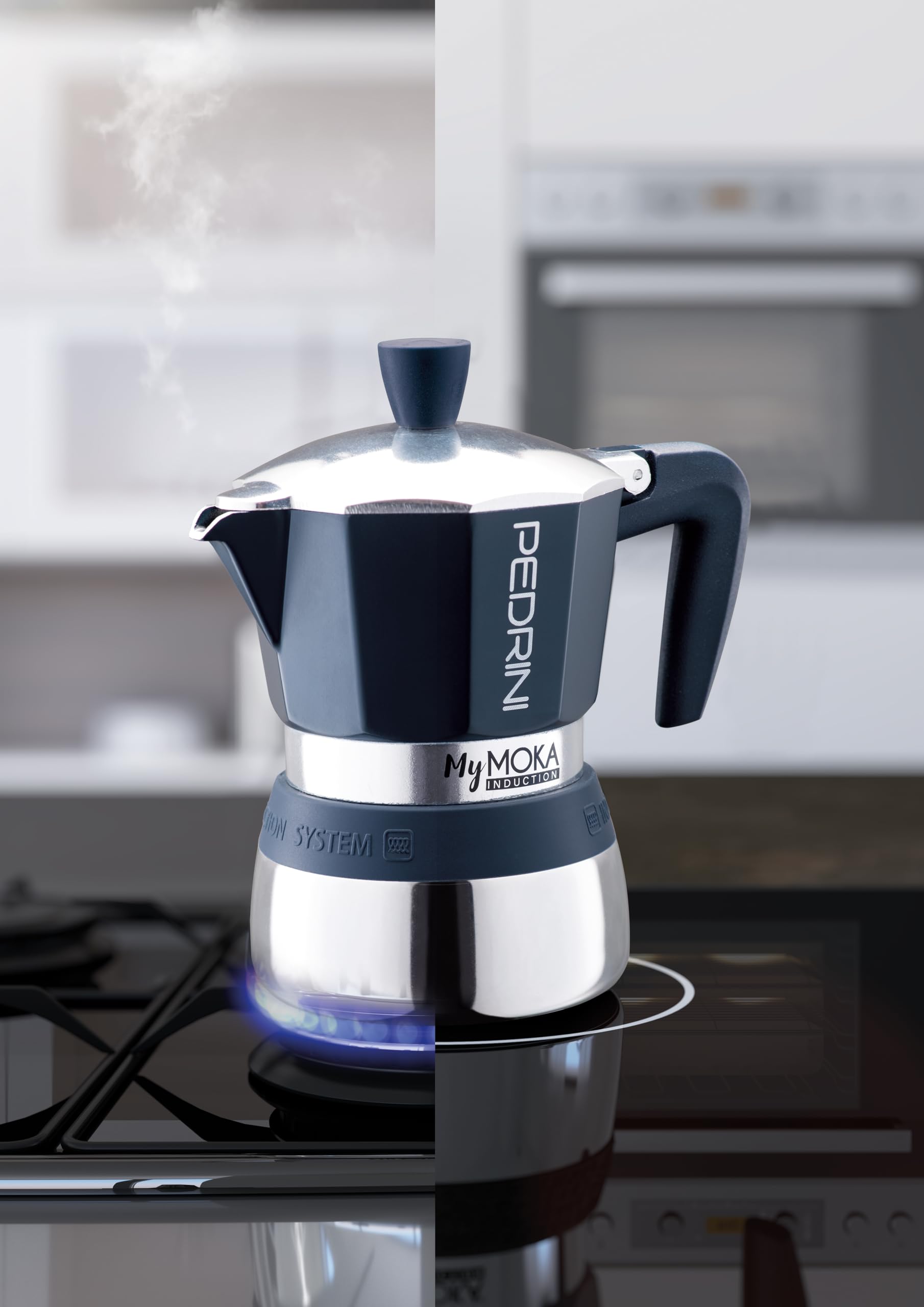Pedrini Cafetière MyMoka Induction Bleu nuit en boîte (3 tasses)