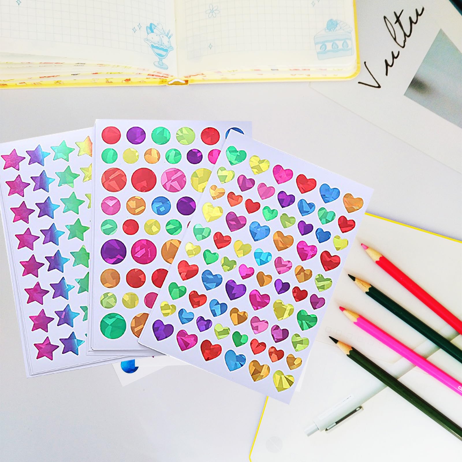 Autocollants à paillettes laser pour scrapbooking, récompense et étiquettes de bricolage