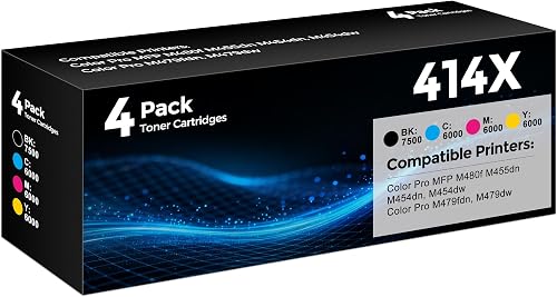 414X Toner Cartridges 4 Pack High Yield for HP 414X M479fdw Toner Cartridge