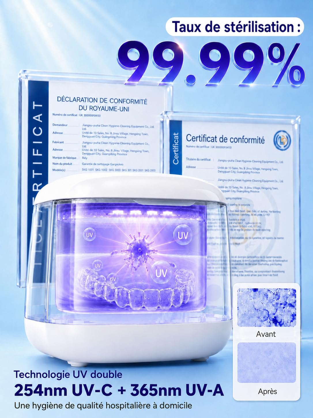 Pulitore ad ultrasuoni professionale da 600 ml, macchina per la pulizia ad alta frequenza con 5 modalità di timer automatico, ideale per gioielli in argento, occhiali, orologi e protesi dentarie