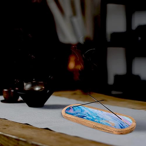 Miniatura 3 de Casa Copenhagen Soporte de madera para incienso y colector de cenizas de incienso, paquete de 4, moderno soporte para varillas de incienso para