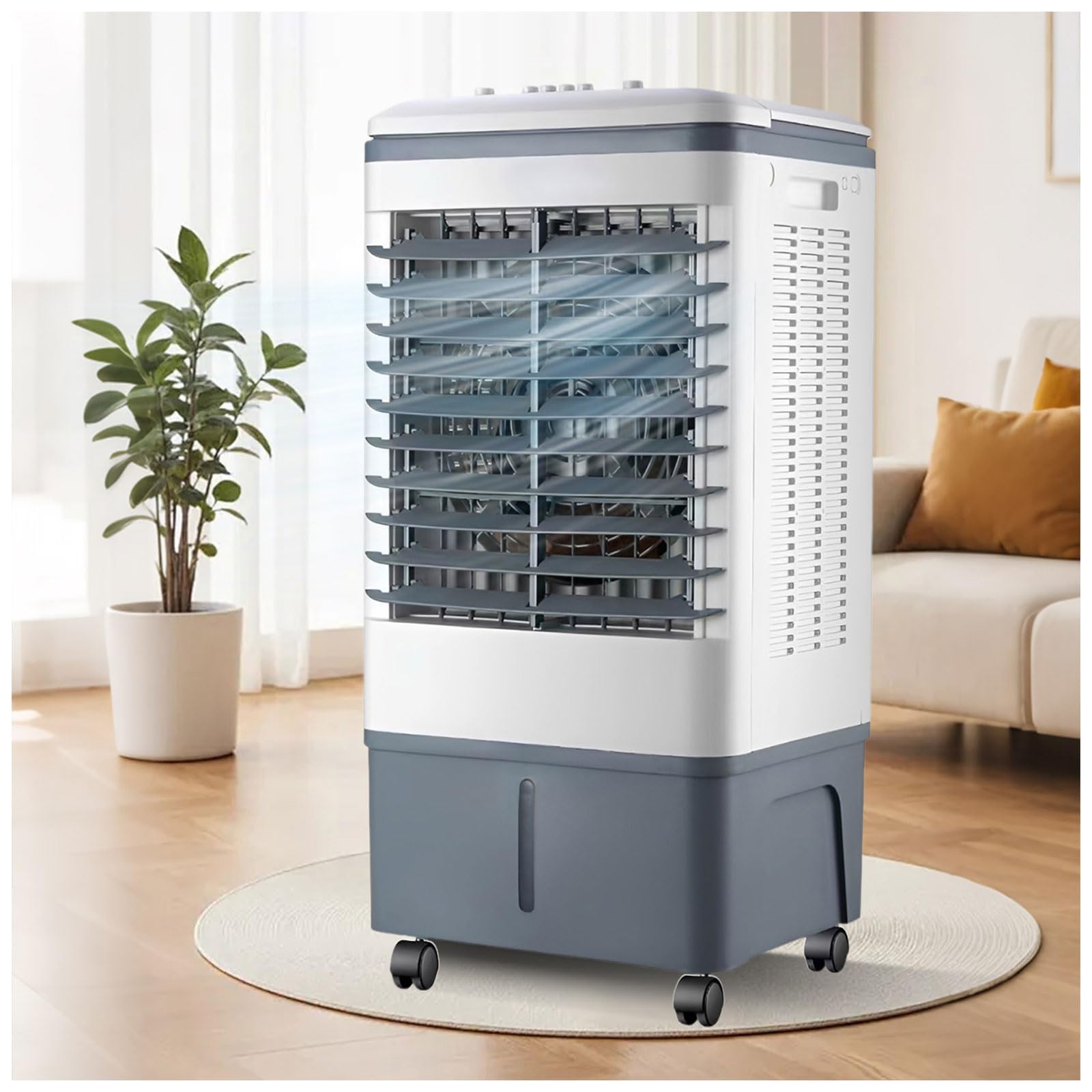 Myftnp Evaporative Cooler Fan, 25L Portable Air Cooler, 3 Speeds, Mobile Oscillating Cooling Fan For Room, Bedroom & Terrace