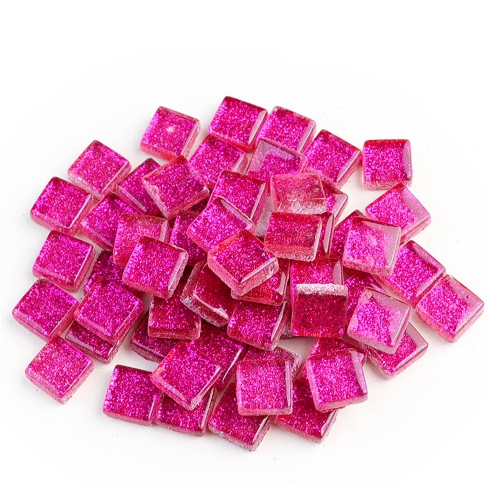 Mosaic Pieces 50PCS DIY Colorful Glitter Glass Mosaic Stones Tiles Pebbles Crafts Material Puzzle 9 * 9mm for Home Garden Decoration Art Projects(Color 21)