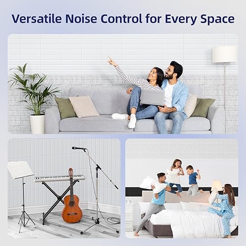 Miniatura 4 de Vieshful Paneles acústicos autoadhesivos  Paneles de pared insonorizados de alta densidad de 12 x 12 x 0.4 pulgadas, panel de pared acústico de