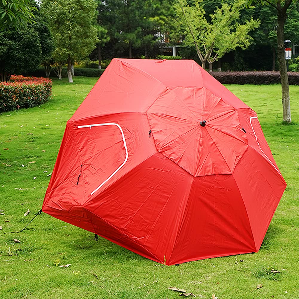 Wakects Parasol z Baldachimem na Zewnątrz 220 Cm Przenośna Osłona Przeciwsłoneczna ze srebrną powłoką Oxford 210D Regulowana wysokość Boczne Okna na plażę Kemping Wędkarstwo Wydarzenia Sportowe