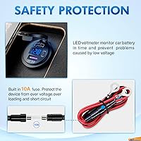 Vista 7 de Nilight Enchufe USB PD tipo C y QC 3.0 USB de carga rápida 12V 24V Enchufe de coche Voltímetro Interruptor de encendido/apagado Kit de alambre