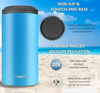 Amazon | 4 in 1 断熱スリム缶クーラー 蓋付き 12オンス トール