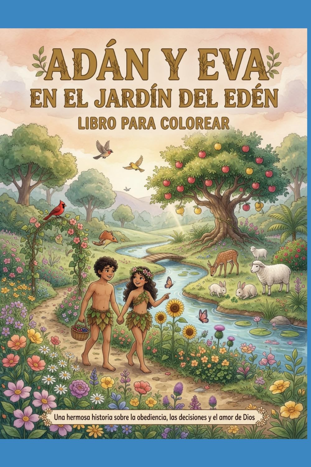 adán y eva en el jardín del edén (Historias biblicas - libros de colorear para niños)