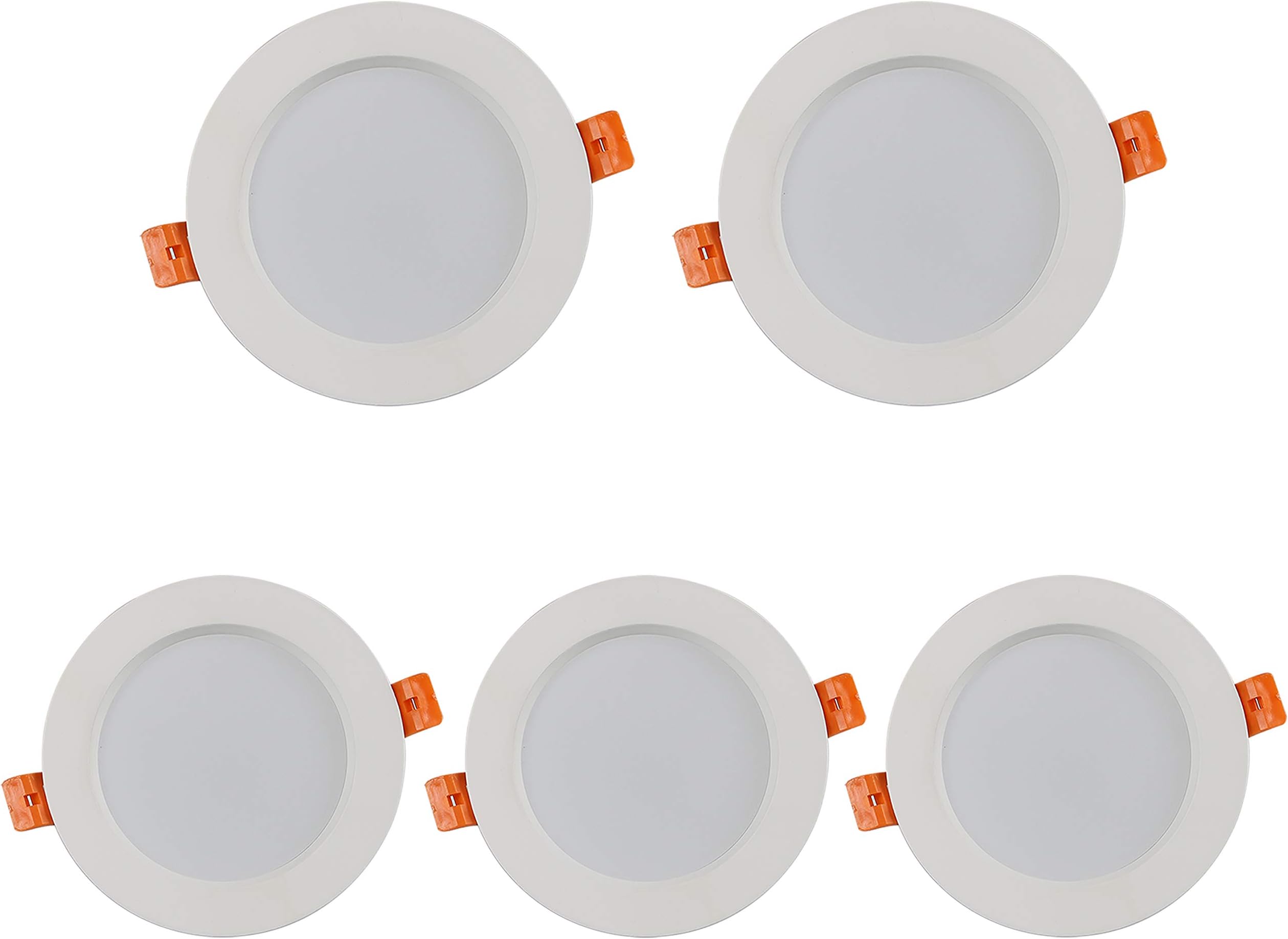 LED recessed Ceiling Light I Set of 5 spotlights I Dimmable 5W Warm White 3000K 400LM 220V IP44 Protection Round Nickel for Living Room Bedroom Kitchen