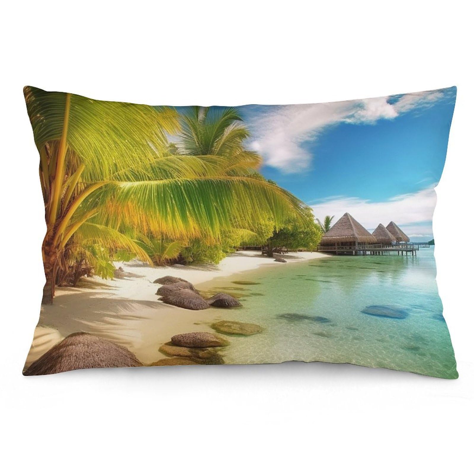 NTVOWPZO 2 Pack Decoration Throw Pillow Covers 12 "x20 Pillowcases Covers Tropical Beach Scenery Pillowcases Modern Farmhouse Home Decor Sofa Cushions Covers for Couch Bed Living Room