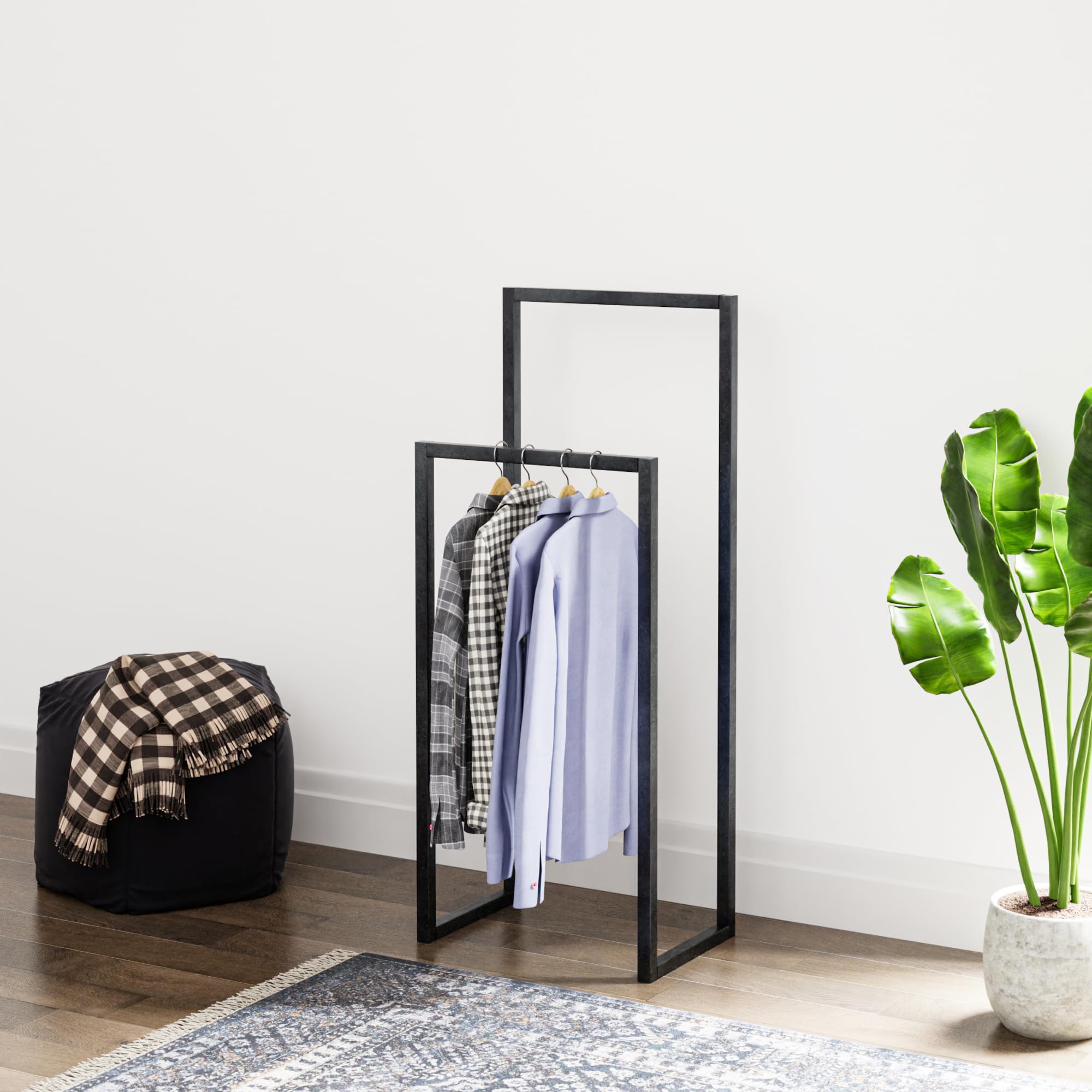 en.casa] Bamboe kledingrek Iisalmi 156x50x57 cm houtkleurig en wit