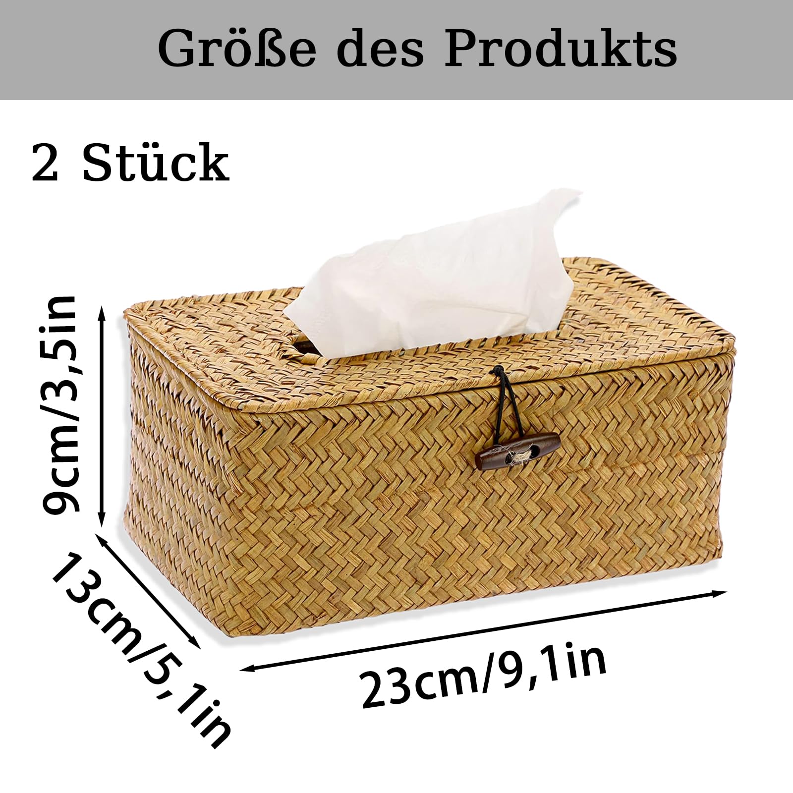 Zestaw 2 prostokątnych pudełek na chusteczki tkane, dozownik chusteczek, dekoracyjny uchwyt na papier, odpowiedni do stylu retro, kolor