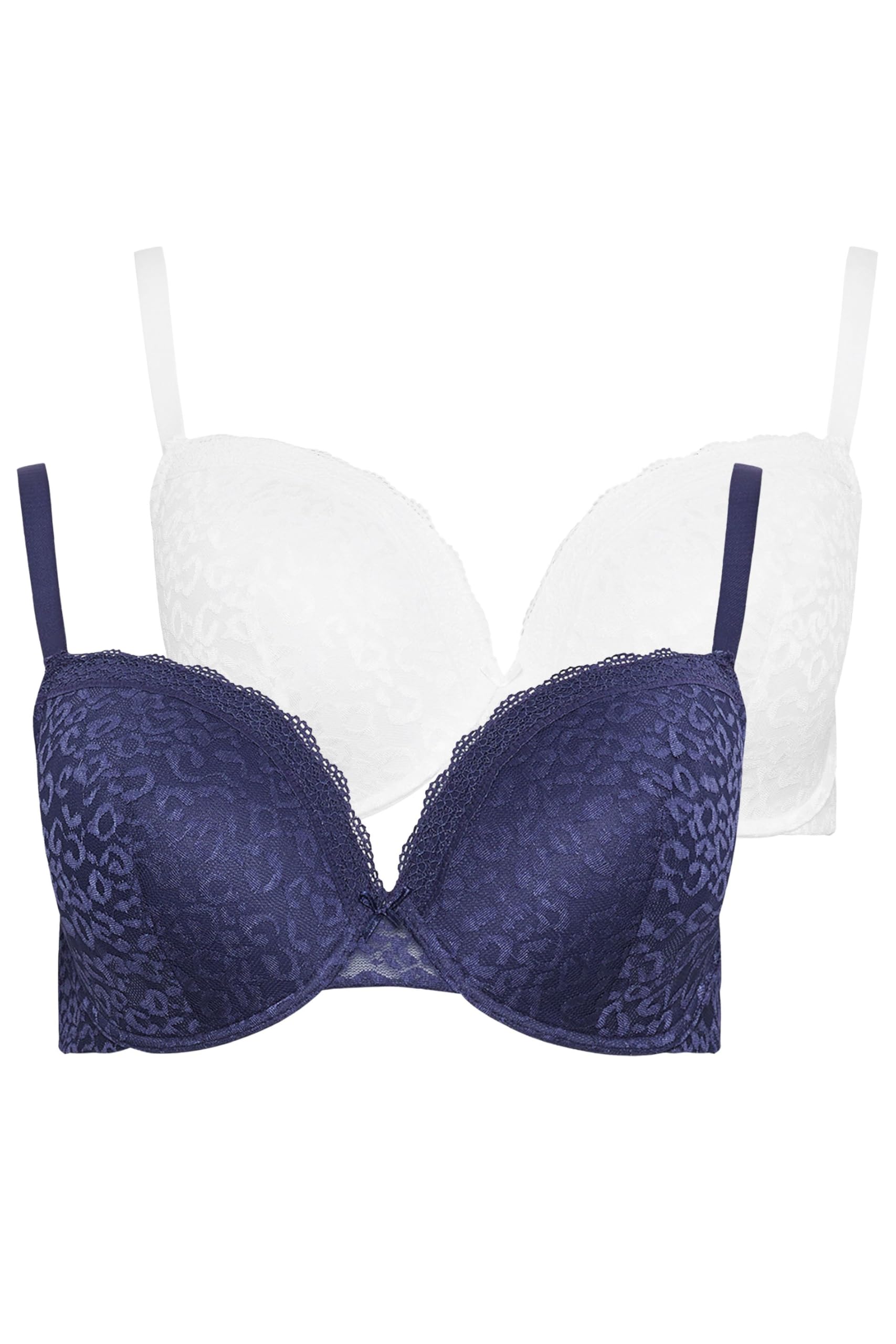 Yours 2 Pack & White Lace Trim Padded Bras - Women's - Plus Size Curve