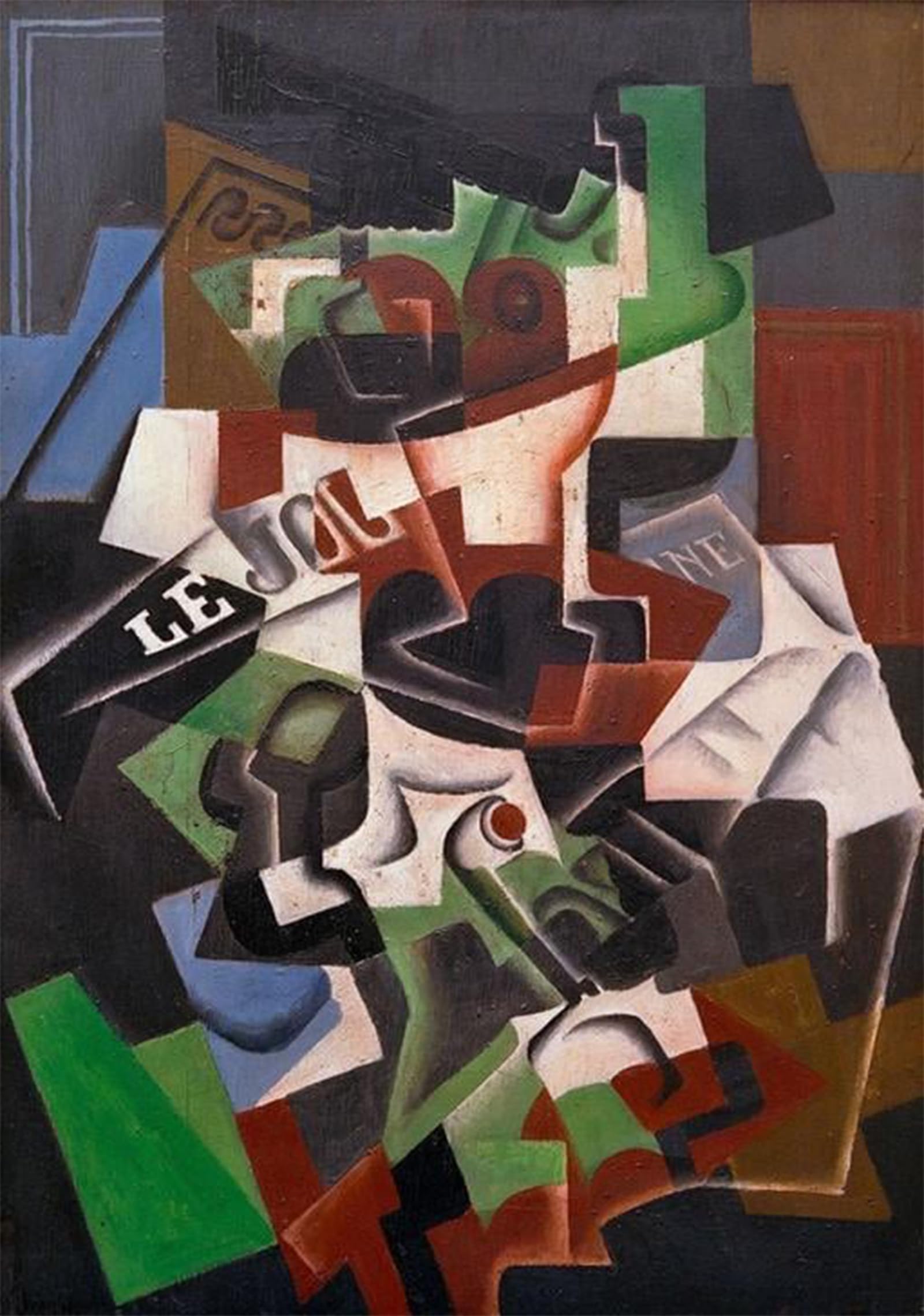 ARTXLXXBN Famous Art Print Poster Vintage Wall Art Fruit Bowl Pipe and Newspaper by Juan Gris Canvas Art Poster for Home Decor 60x90cm