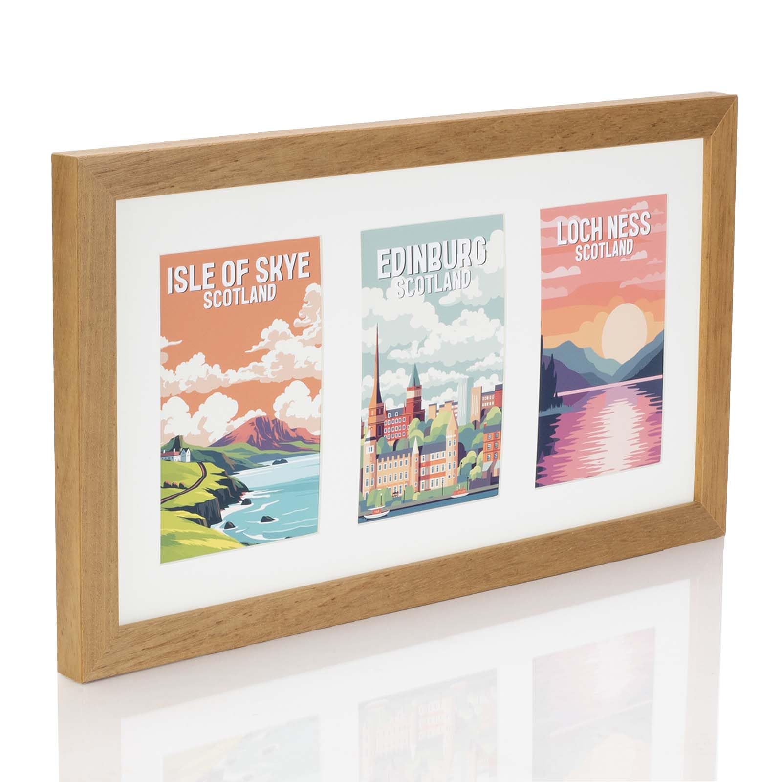Boldon Framing Light Oak Multi Aperture Photo Picture Frames Holds 2, 3 Or 4 Photos Various Sizes And Colours-Fits 3 7X5 Inch Photos