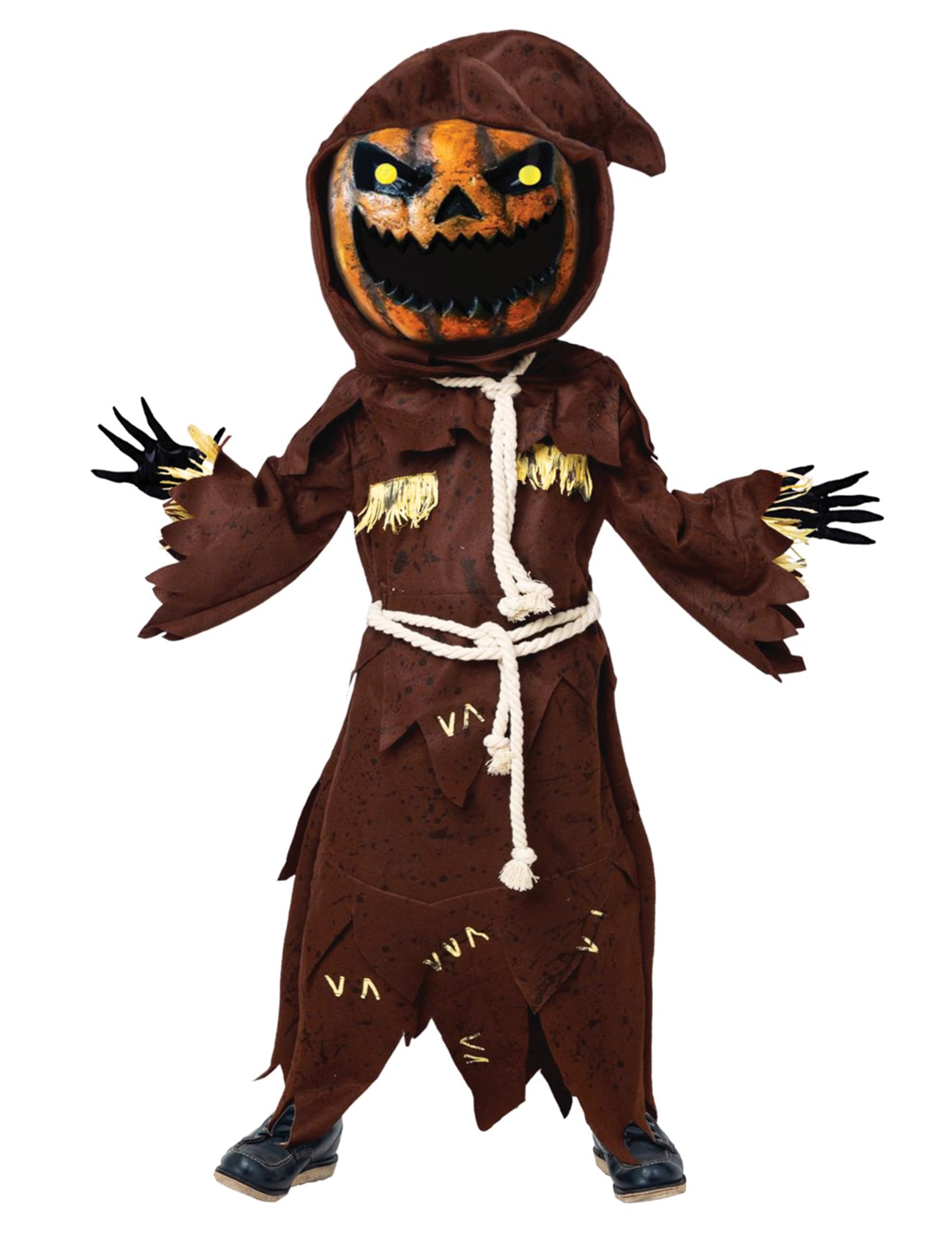 Spooktacular Creations Kostium dla dzieci, straszny strach na wróble, kostium dyni, dla chłopców, kostium na Halloween dla chłopców z głową dyni (XXL (14-16 lat)
