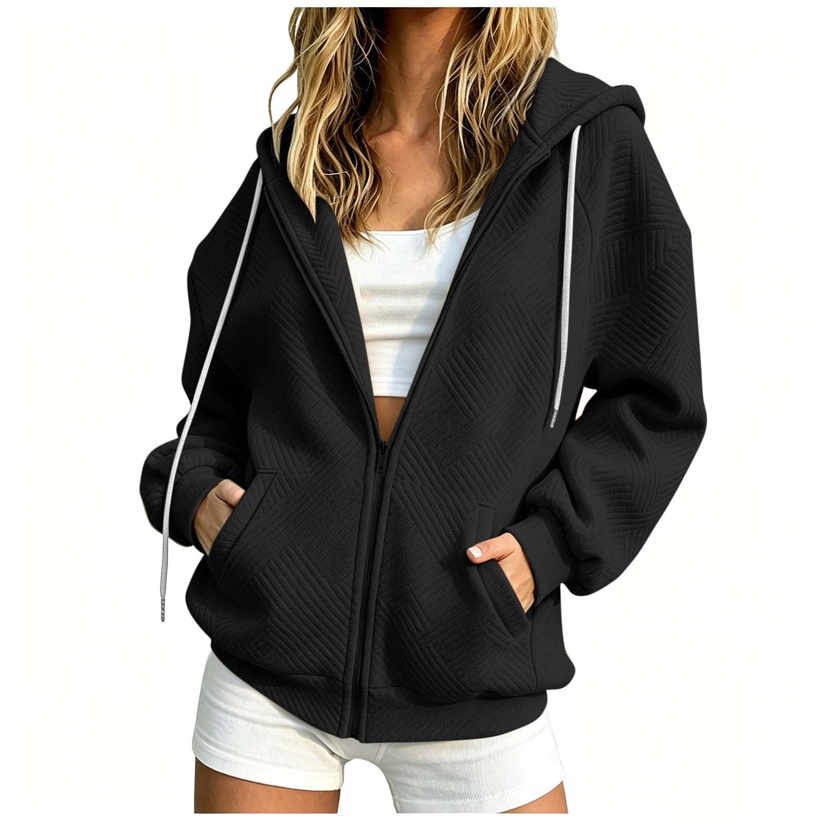 Generisch Sweat-shirt à capuche et fermeture éclair pour femme
