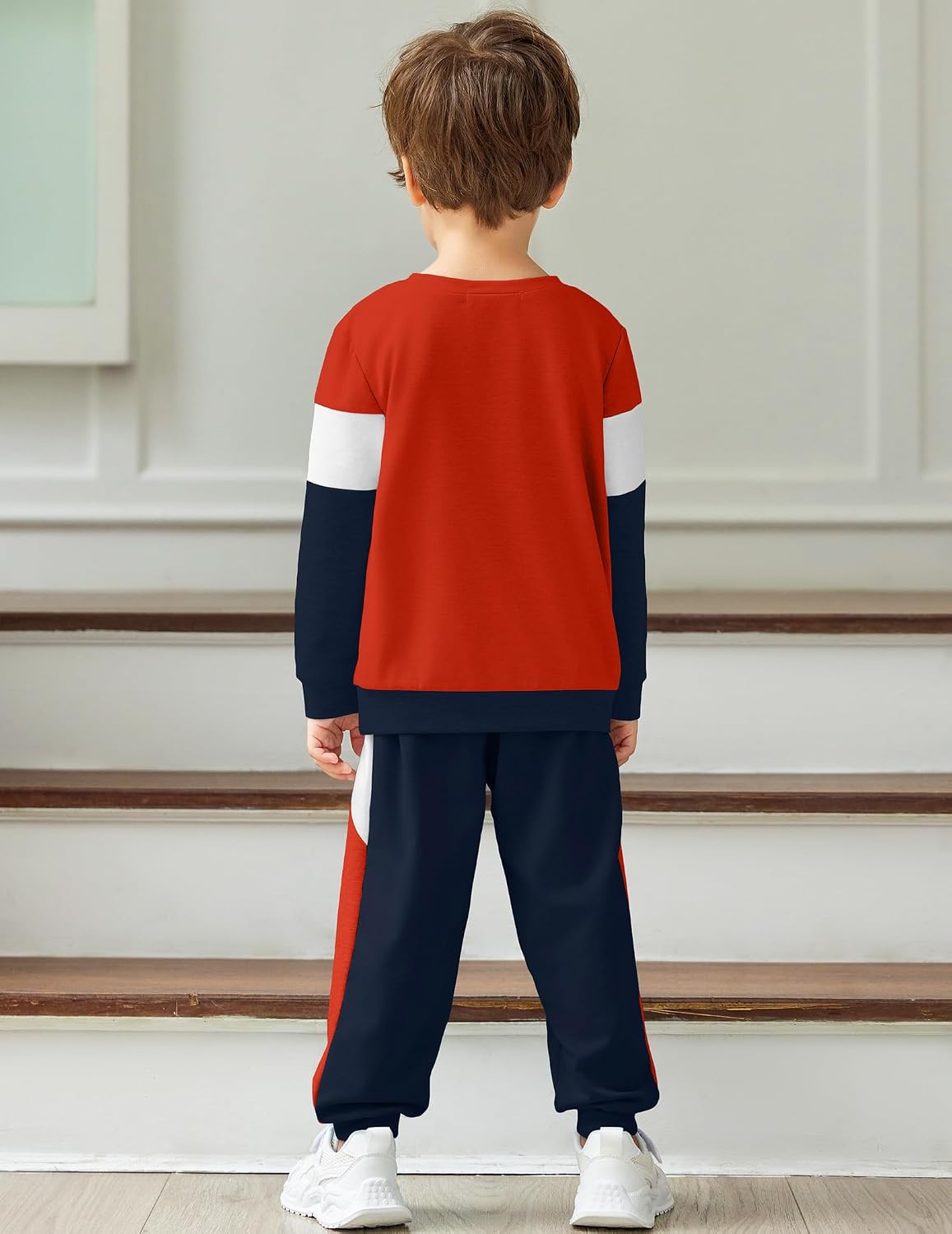 Arshiner Boys Clothes Color Block Sweatshirt & Casual Pants 2Pcs Fall Winter Outfits Set for Kids 2-12 Years