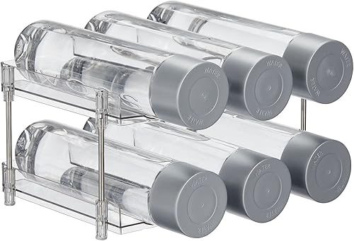 Miniatura 4 de mDesign Soporte apilable de 2 niveles para botellas, 8 botellas pequeñas o 6 botellas grandes de agua, estante organizador de bebidas para encimera