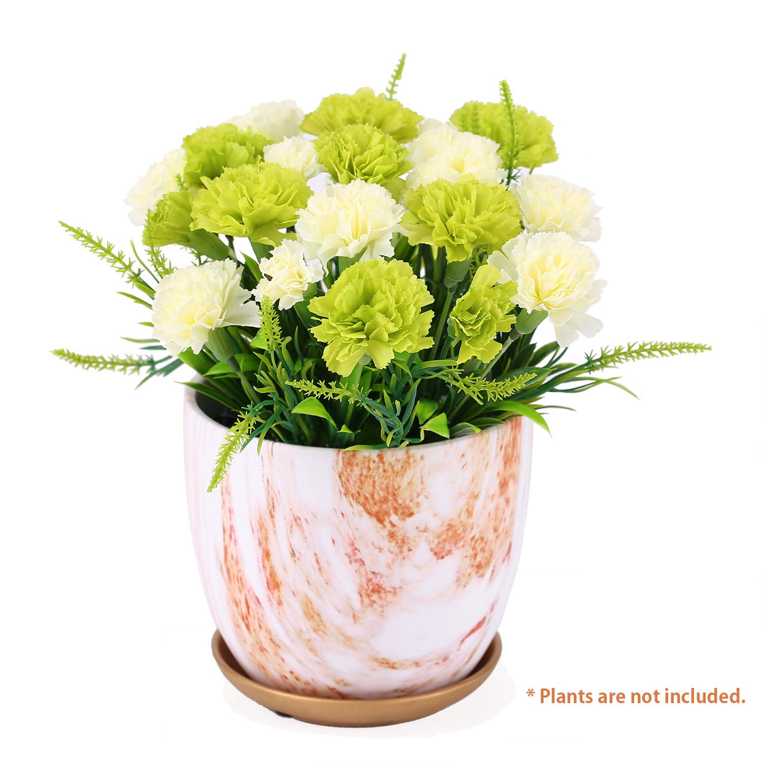 6 Inch Ceramic Planters, Artistic Flower Plant Pot, Gardening Pots with Drainage for Outdoor Indoor Yard Garden Home Office Decoration (5.5 Inch, Brick Red)