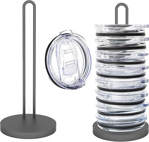 Miniatura 1 de Organizador de tapa para vaso, almacenamiento vertical delgado para hasta 10 tapas, organización de armarios de cocina y encimeras sin desorden de