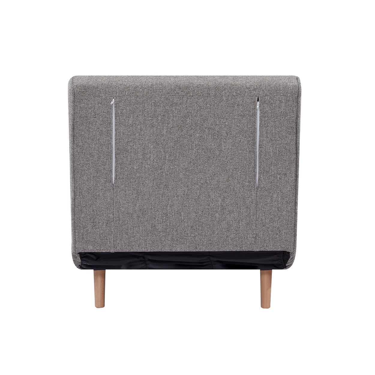 EVERGREENWEB Poltrona Letto Singolo con Cuscino Imbottito INCLUSO, Tessuto Grigio Chiaro, Divano 1 Posto Salvaspazio Pieghevole, Pouf Poggiapiedi, Schienale Regolabile Clic Clac, Gambe in Legno, FOLDY