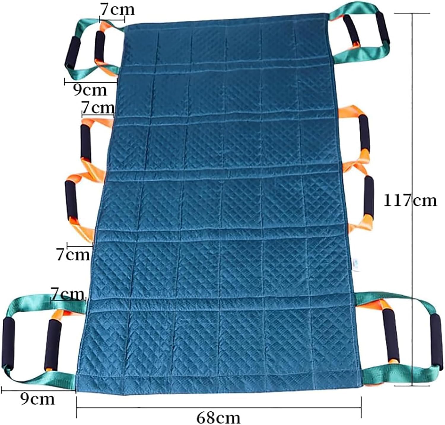 Tabla de transferencia de pacientes, almohadilla de cama de transferencia de posicionamiento con diseño de 12 asas, tela Oxford en relieve de 3 capas para un manejo seguro del paciente