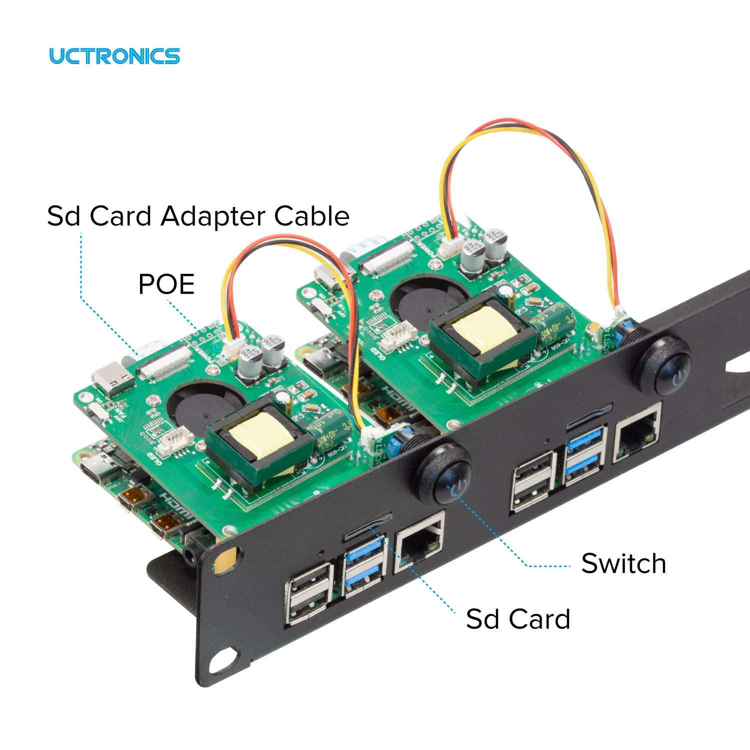 Wave. Share Home Rack Waveshare Rack Kit WaveShare 1U Rack Kit For Raspberry Pi 4 Up To 4 ...