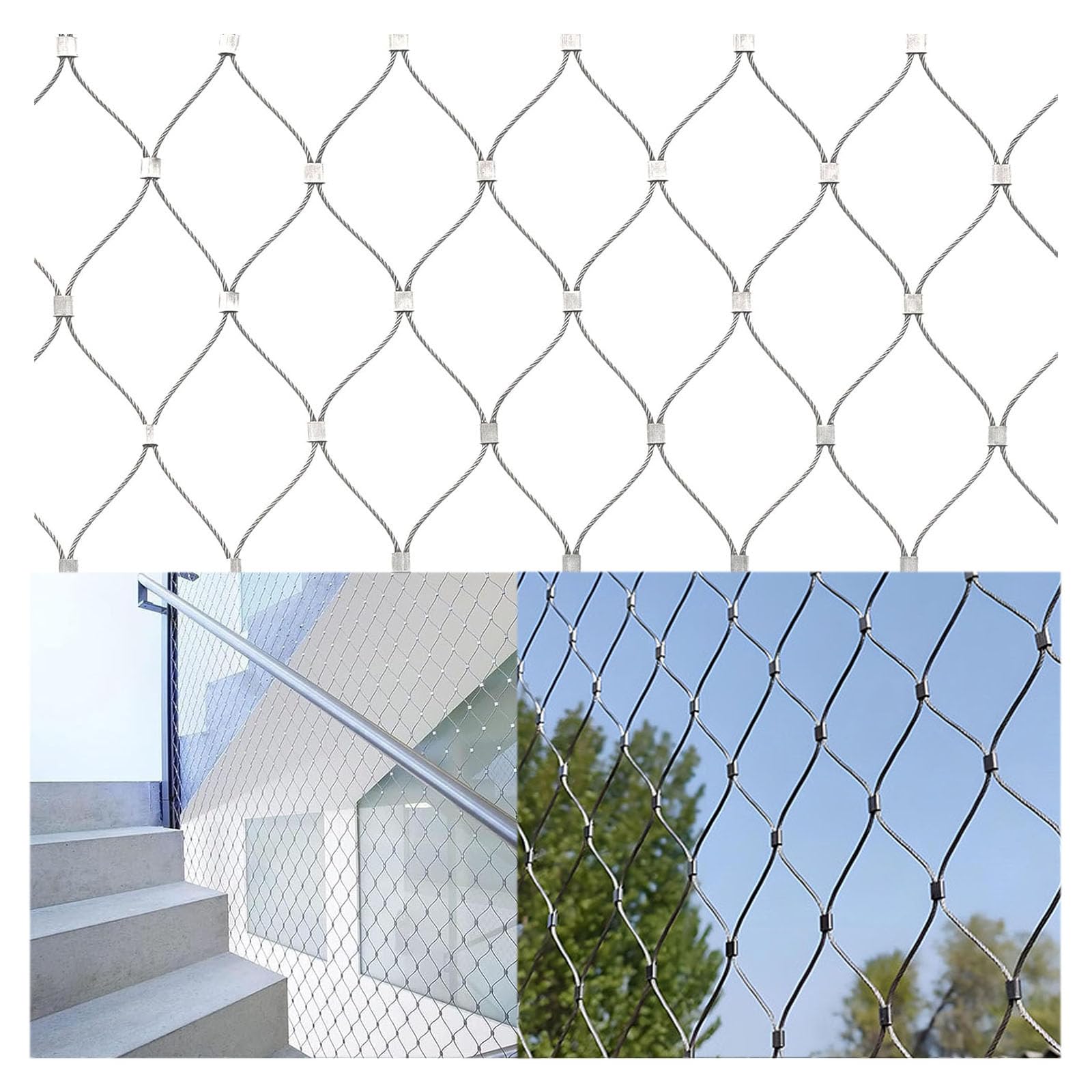 Barandilla de seguridad de malla metálica flexible de 1x6 m para evitar caídas en balcones