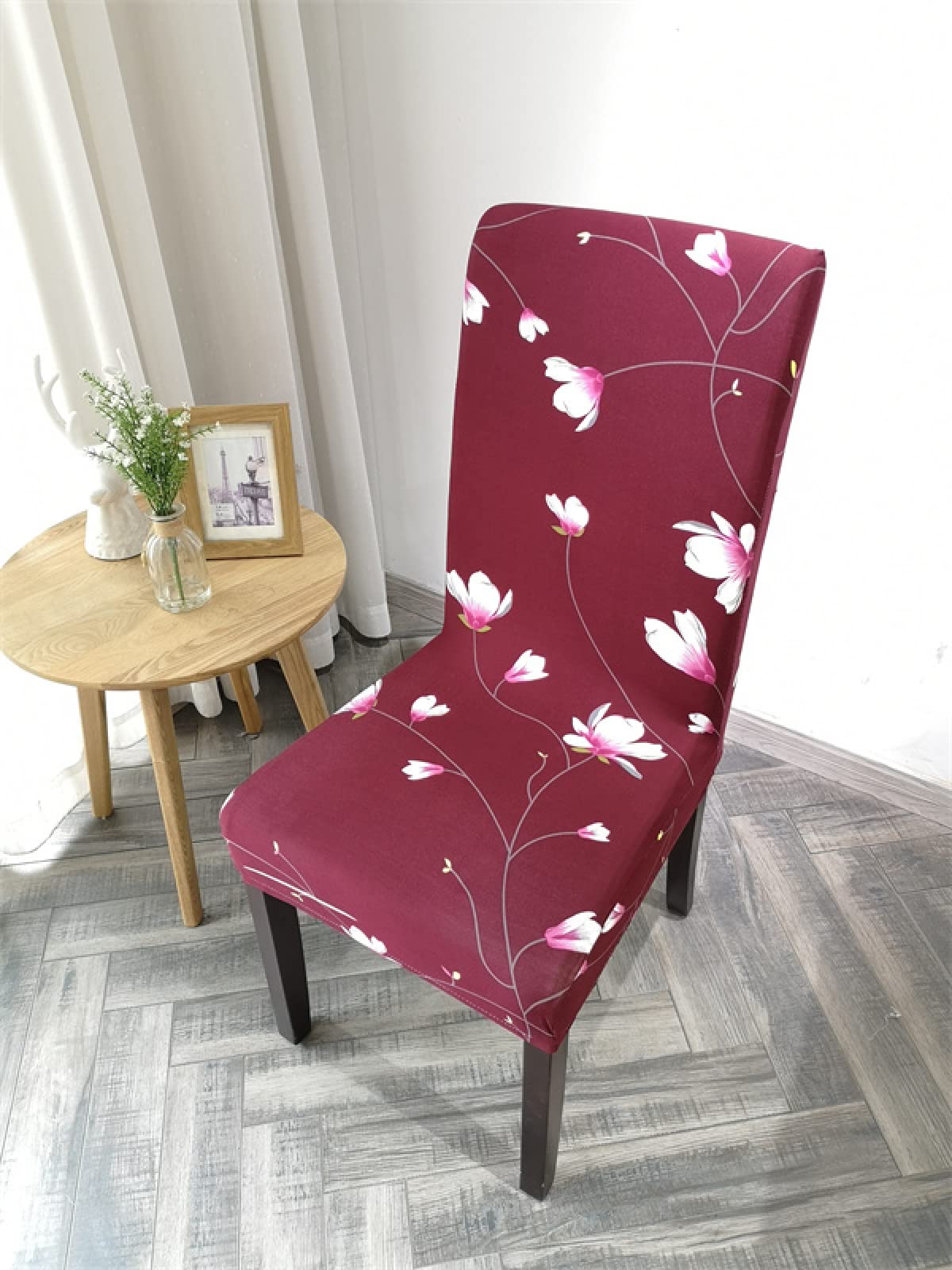 8er Set Stuhlhusse, Universal Stretch Stuhlhussen, Abnehmbare Waschbar Stuhlbezug für Stuhl, Dehnbare Stuhlhussen Für Hochzeit Partys Bankett Haus Esszimmer, Hotel - weinrot rosa