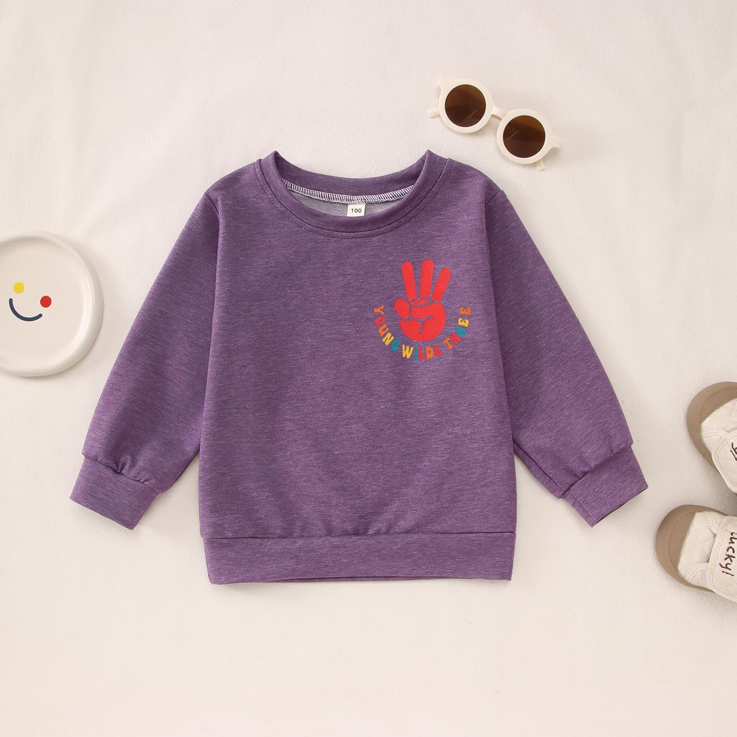 MODNTOGA Young Wild and Three Shirt Toddler Girl Third Birthday Sweatshirt 3rd Birthday Crewneck Outfit 3T B-Day Party Tops - Image 6