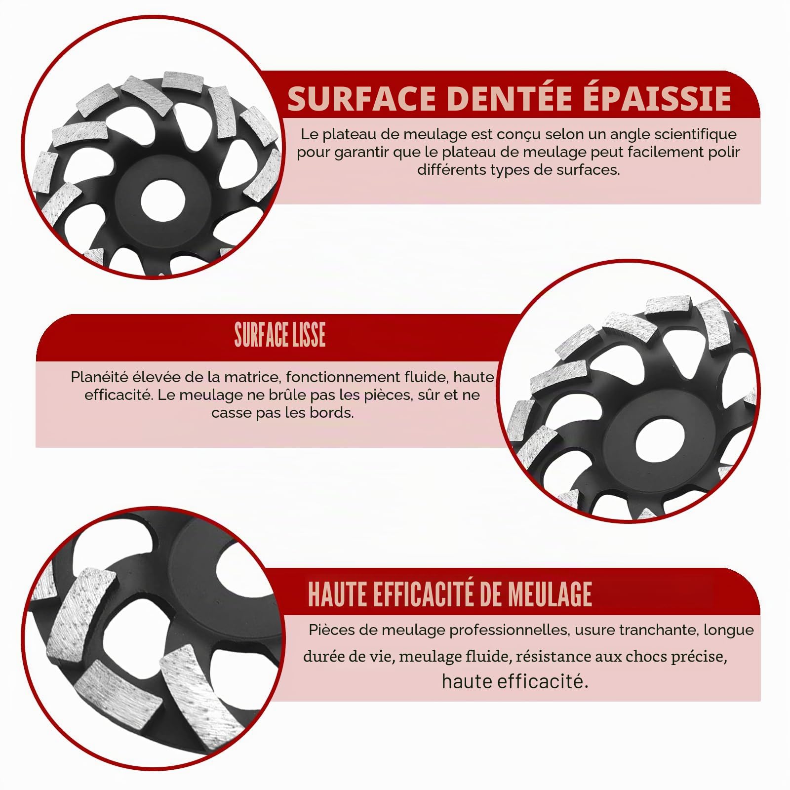 2 pcs Meules Diamantées 125 mm x 22,2 mm Double Rangée, Disques Diamant à Béton, Pierre, Granit, Maçonnerie, Compatible Meuleuse d’Angle pour Ponçage et Meulage Noir