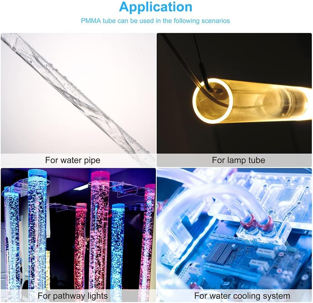 Acrylic Pipe Rigid Round Tube Clear 115mm ID 120mm OD 200mm, for Lamps and Lanterns Water Cooling System