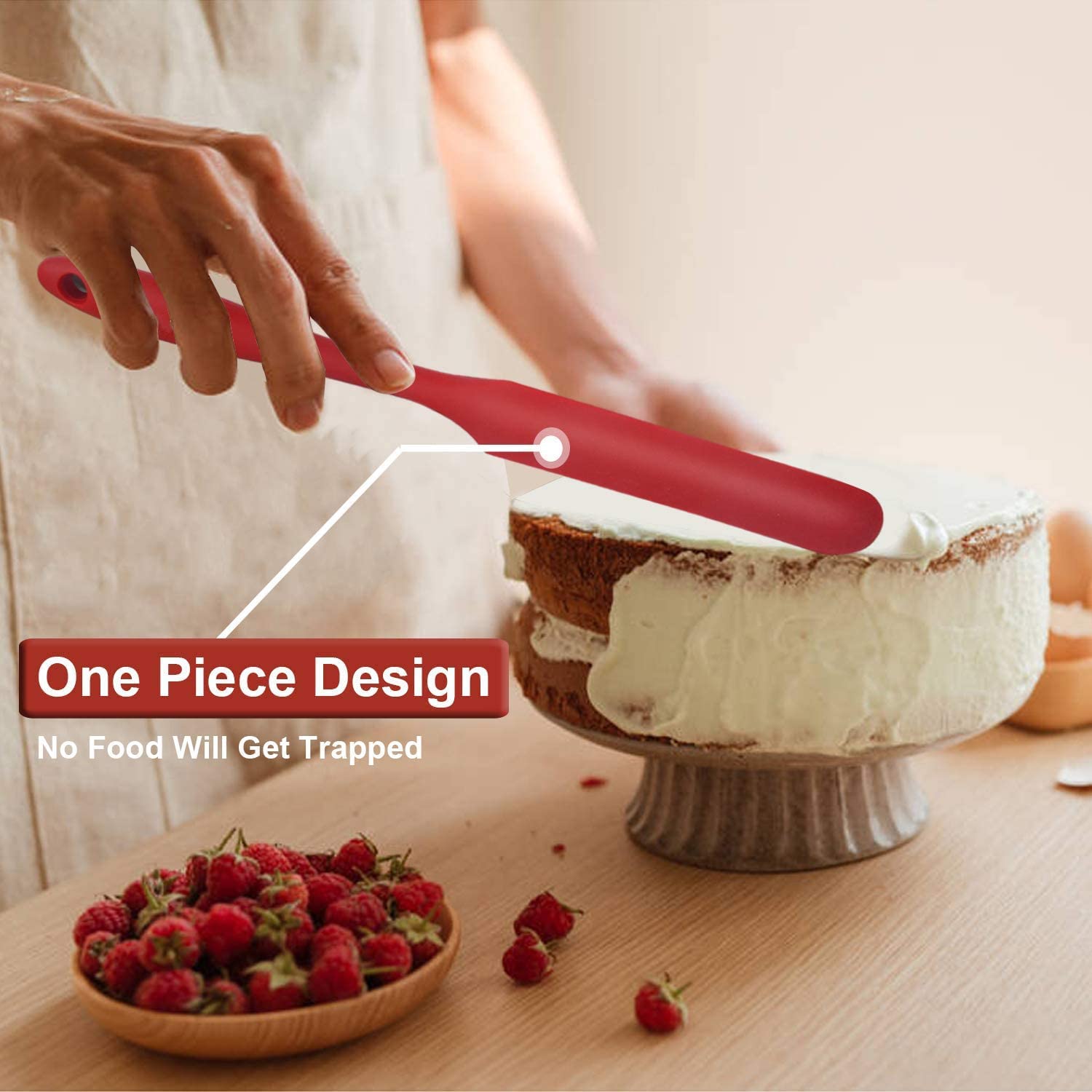 2 Pieces Long Handle Silicone Spatulas, Non-Stick Rubber Scraper, Silicone Scraper for Jars, Smoothies, Blenders, for Cooking, Baking, Mixing, Versatile Kitchen Tool (Pack of 2, Black+Red) — Amazon image 8