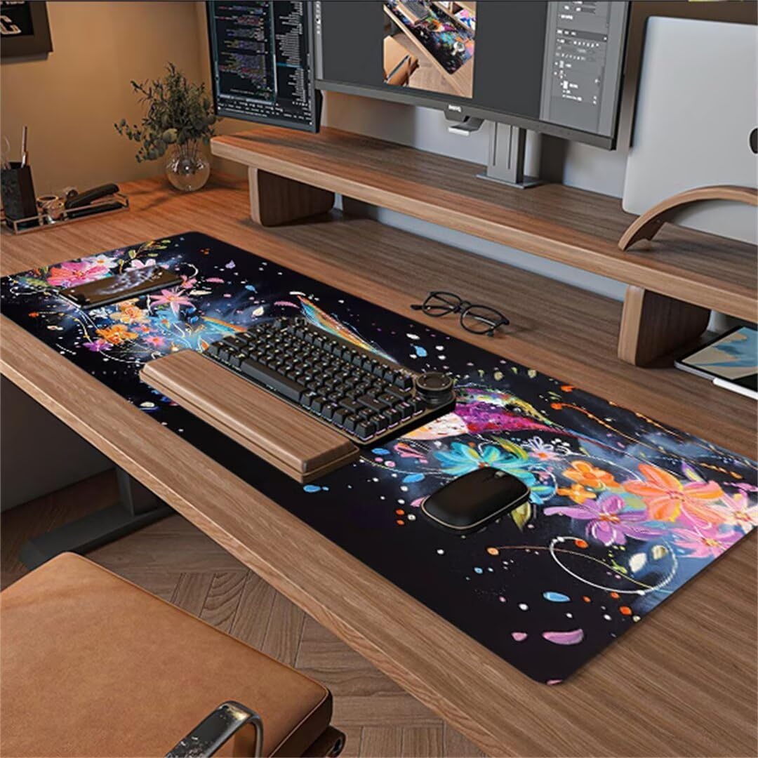 Duża podkładka pod mysz, 100 x 50 x 0 cm, podkładka pod mysz, ze zwierzętami, rozszerzona podkładka pod mysz, kolorowa podkładka pod mysz, wodoodporna, miękka tkanina, gładka powierzchnia,
