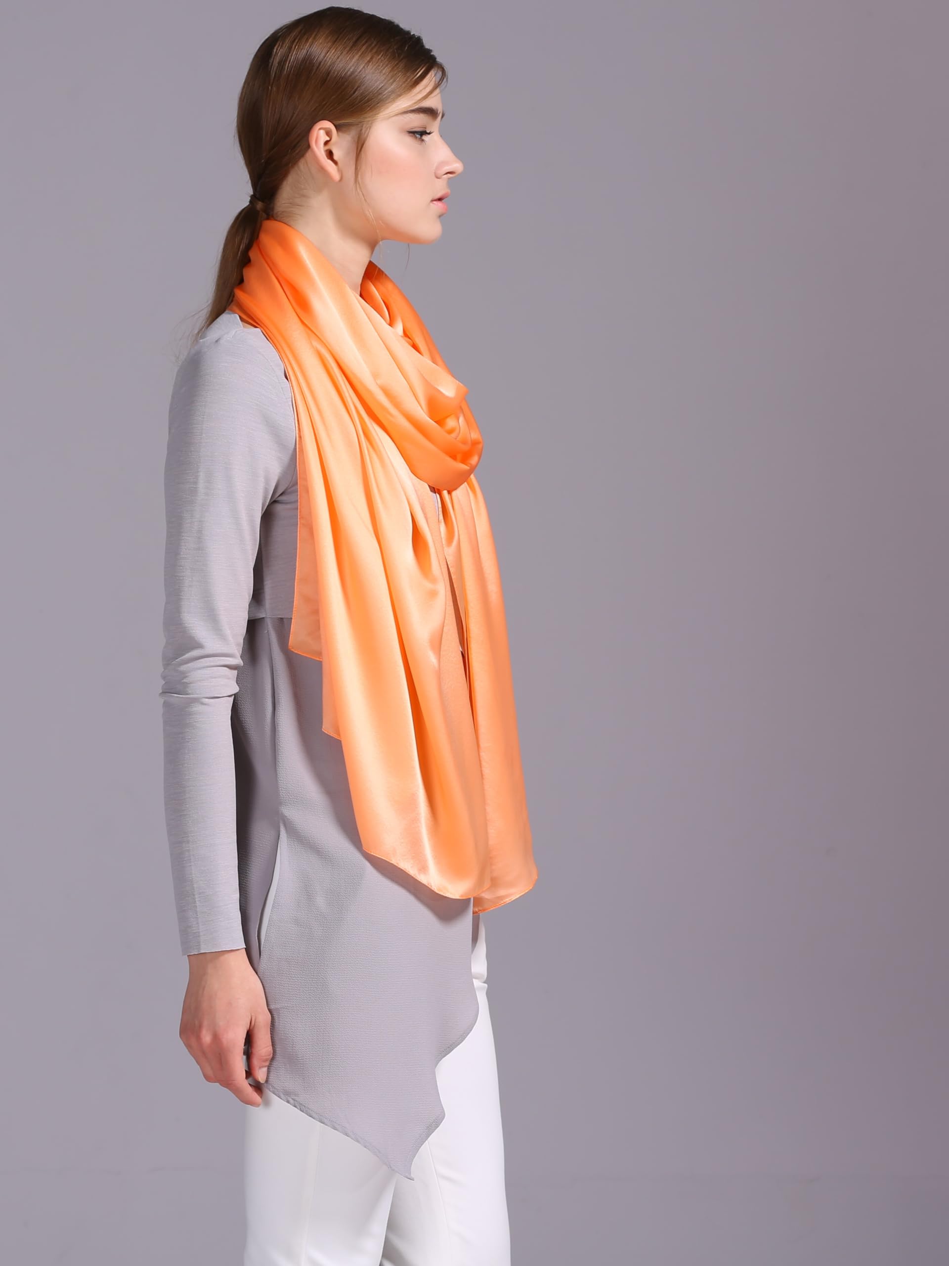 200cm Donna Uomo Foulard Sciarpa in Pura Raso Seta Cerimonia Stola Elegante Tinta Unita Color Coprispalla Matrimonio